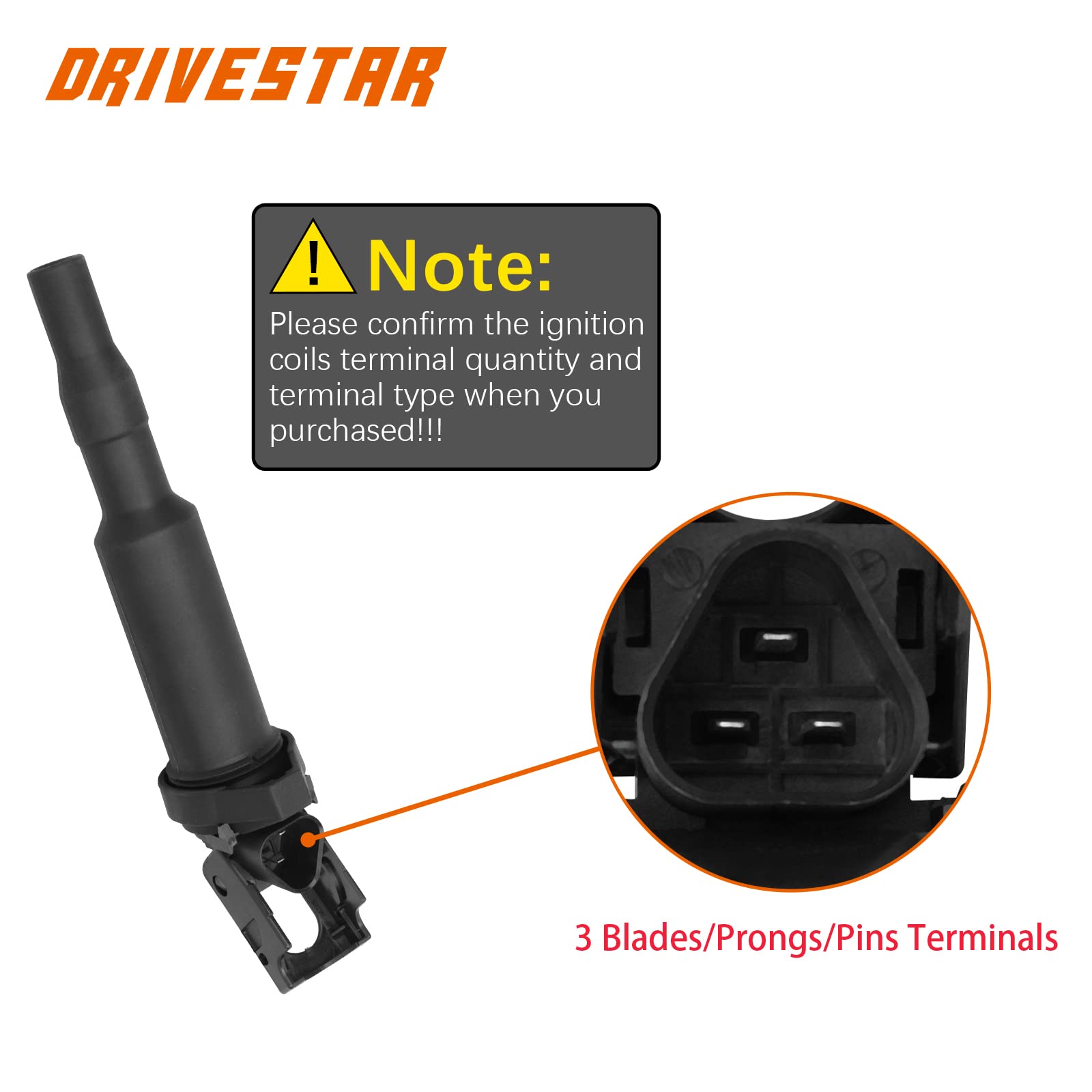 DRIVESTAR 6-Piece Ignition Coil Pack Set - Compatible with BMW 128i (2008-2013), 135i (2008-2010), 320i (2003-2005), 325i (2003-2006) - Replaces OEM# 12137594937 & 12137562744 - Perfect for Engine Performance & Tune-Up Maintenance