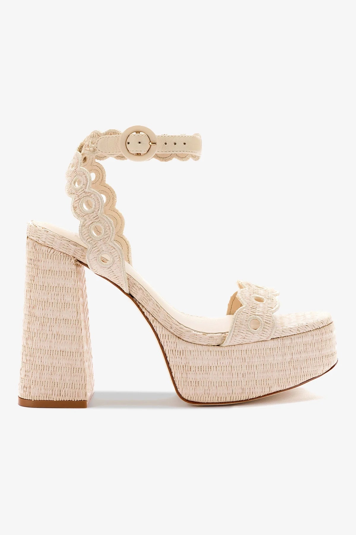Natural Raffia Dolly Broderie Sandal - Women's Comfortable Handmade Summer Sandals for Beach, Vacation & Casual Outfits