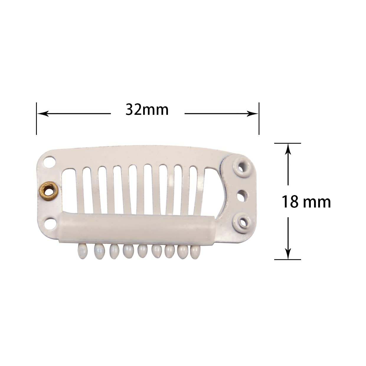 50 Pcs 32mm 9-Teeth Metal Snap Hair Extension Clips with Rubber Silicone Back - Blonde Wig Clips for Hairpieces, Weaves & DIY Styling - Perfect for Salon, Cosplay & Daily Hair Accessories