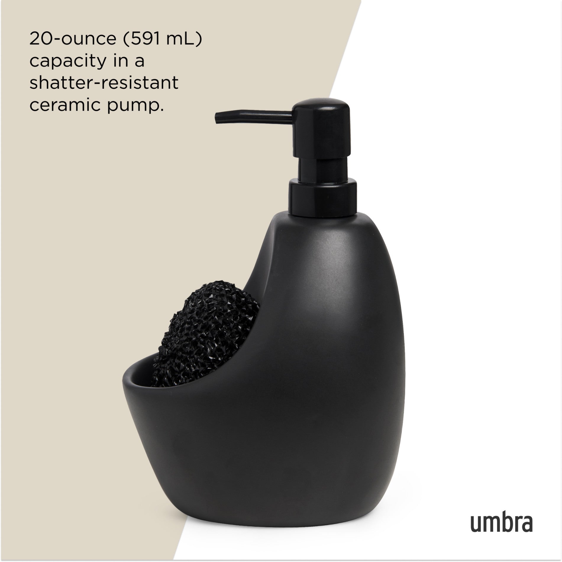 Joey Soap Pump & Scrubby - Premium Dish Soap Dispenser with Built-in Scrub Brush for Kitchen Sink - Perfect for Washing Dishes, Cleaning Countertops & Scrubbing Pots & Pans