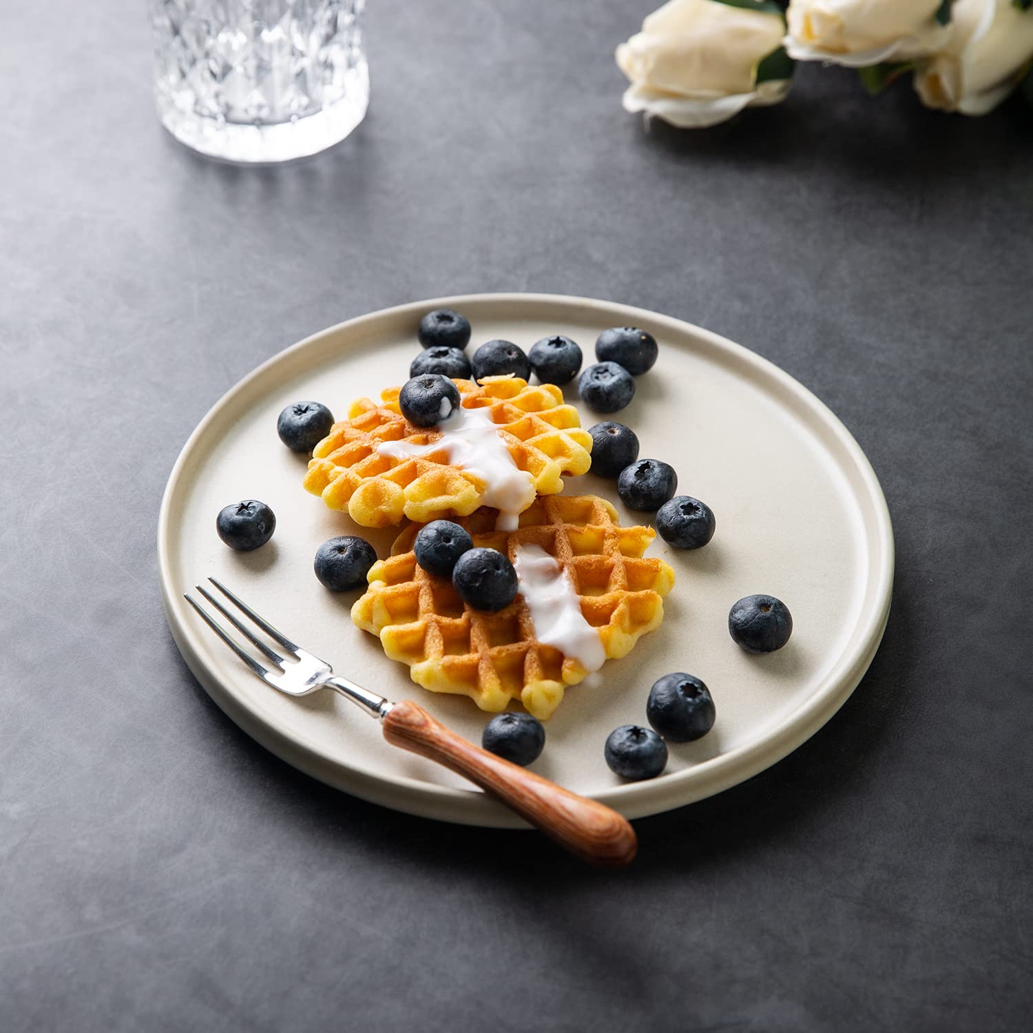 AmorArc 6-Piece 8-Inch Ceramic Dinner Plate Set - Matte Glaze Salad, Dessert, Appetizer Plates - Microwave & Dishwasher Safe Scratch-Resistant Ivory Dishes - Perfect for Family Dinners, Parties & Restaurant Use