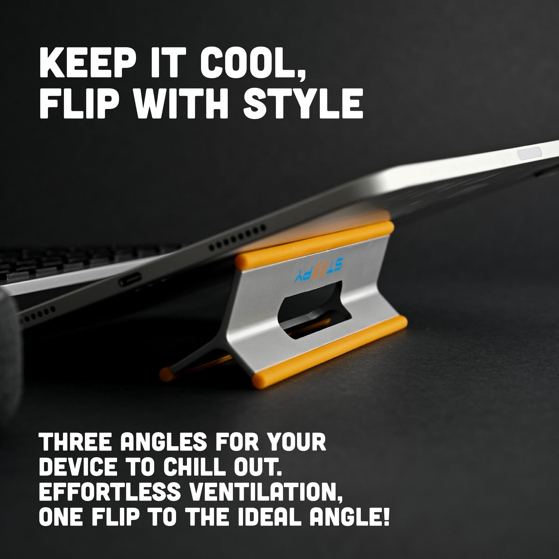 Steepy Low Profile Laptop Stand - 3 Height Adjustable Ergonomic Computer Riser - Lightweight Plastic Laptop Tilt & Angle Wedge for Home, Office, and Travel Use