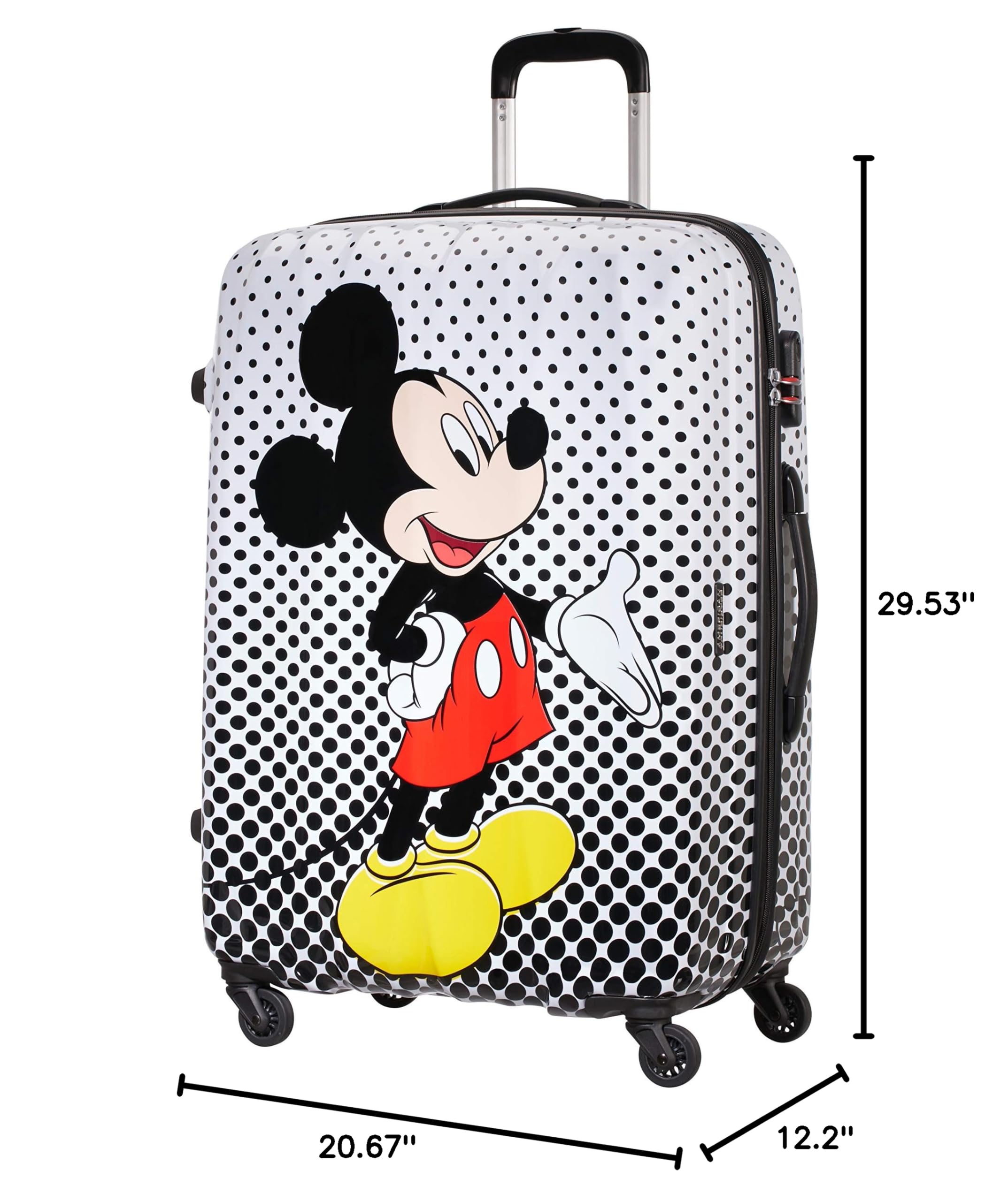 American Tourister Mickey Mouse Polka Dot Hand Luggage - 75 cm (88 L) Carry-On Suitcase for Travel, Airplane, and Weekend Trips - Multicolor Design for Kids and Adults