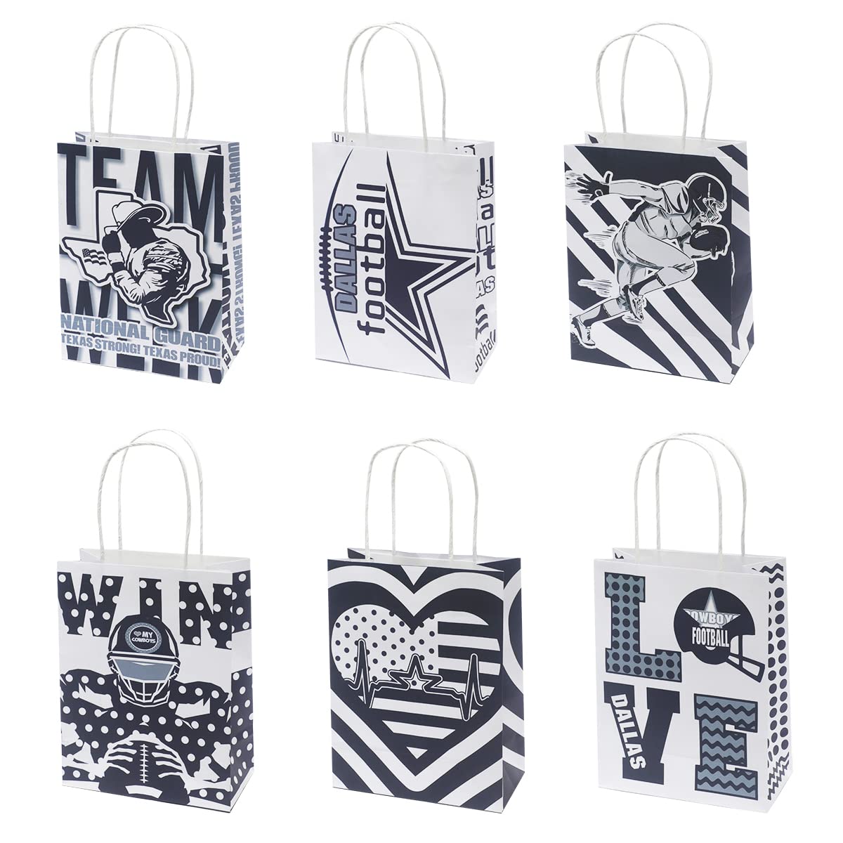 Football Party Supplies Gift Candy Bags for Fans - Dallas Cowboys Themed Birthday Party Favors, Treat Bags with Handle for Kids, Boys & Girls - Perfect for Game Day Celebrations & Sports Theme Events