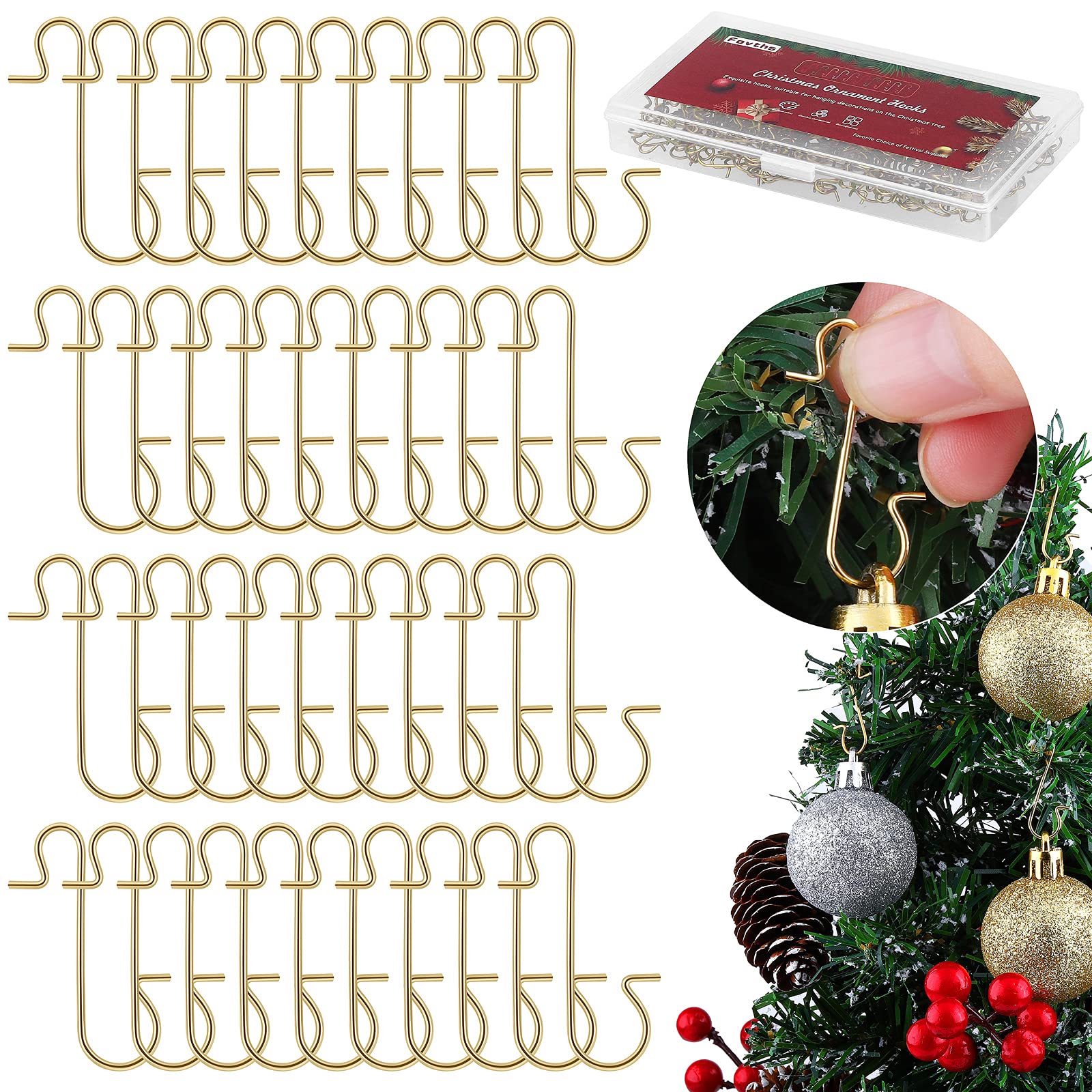 240-Piece Christmas Tree Ornament Hooks - Metal S-Shaped Hooks with Storage Box for Xmas Decorations | Durable Tree Hangers for Home, Party & Holiday Decor