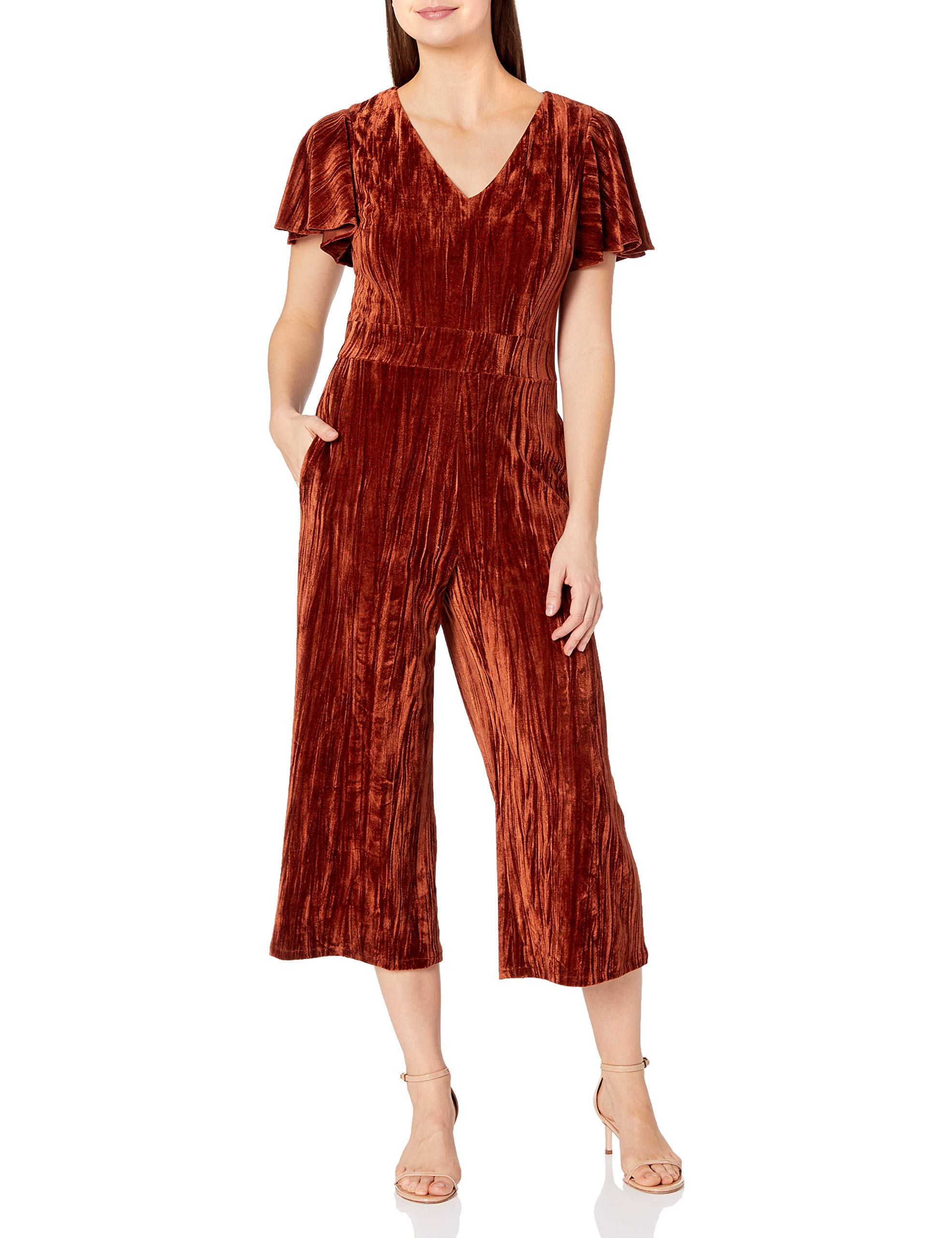 Tahari ASL Women's Wide Leg Jumpsuit with Flutter Sleeves - Elegant Plus Size Romper for Work, Party & Special Occasions | Comfortable Stretch Fabric for Office Wear & Evening Events
