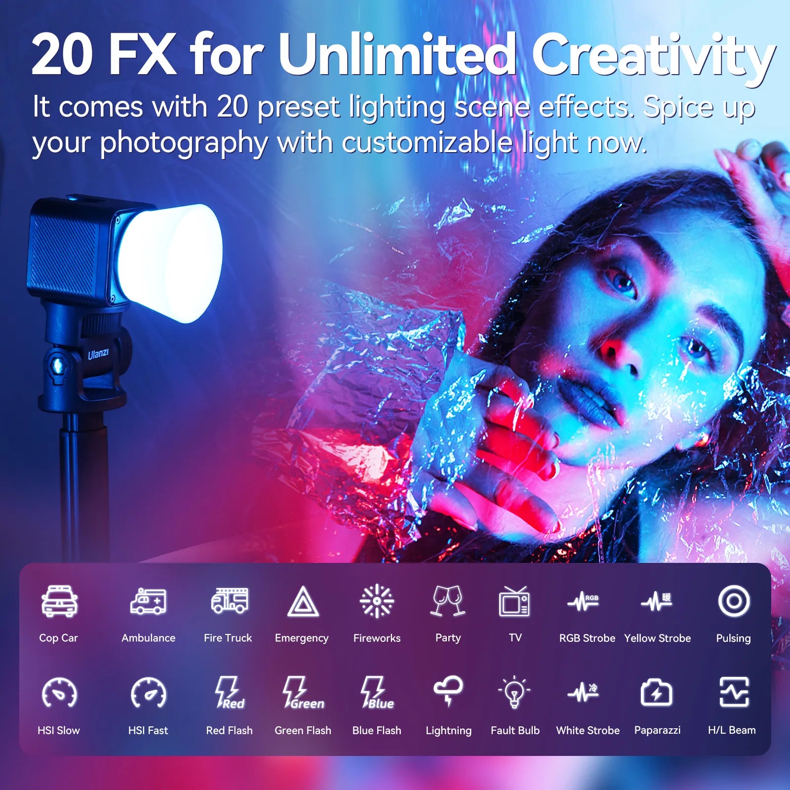 Ulanzi L3 RGB LED Video Light - 3200K-5600K Adjustable, 2600mAh Battery, Portable Lighting for YouTube, Vlogging, Photography, Live Streaming & Content Creation