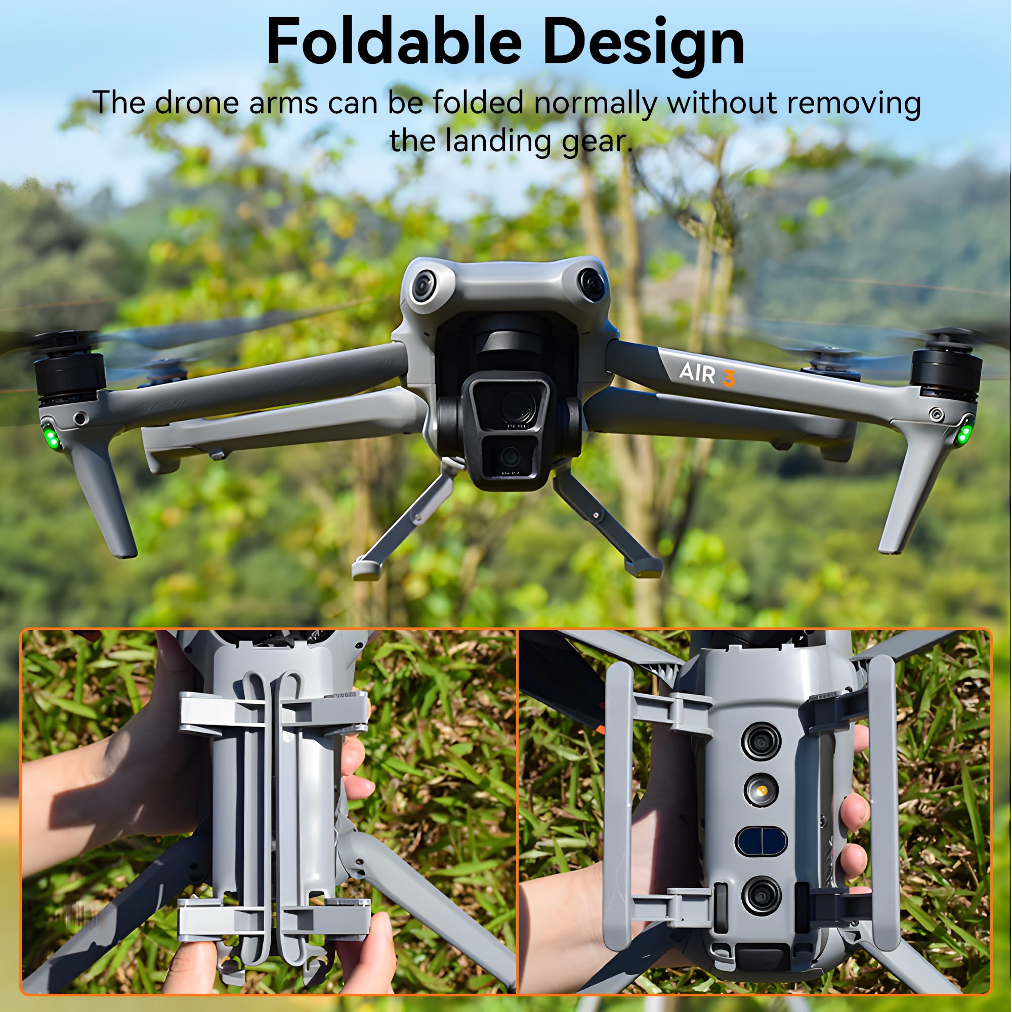 DJI Air 3S/Air 3 Drone Foldable Landing Gear - Quick Release Extension Legs Kit | Durable Accessories for Stable Takeoff & Landing | Perfect for Outdoor Aerial Photography & Travel