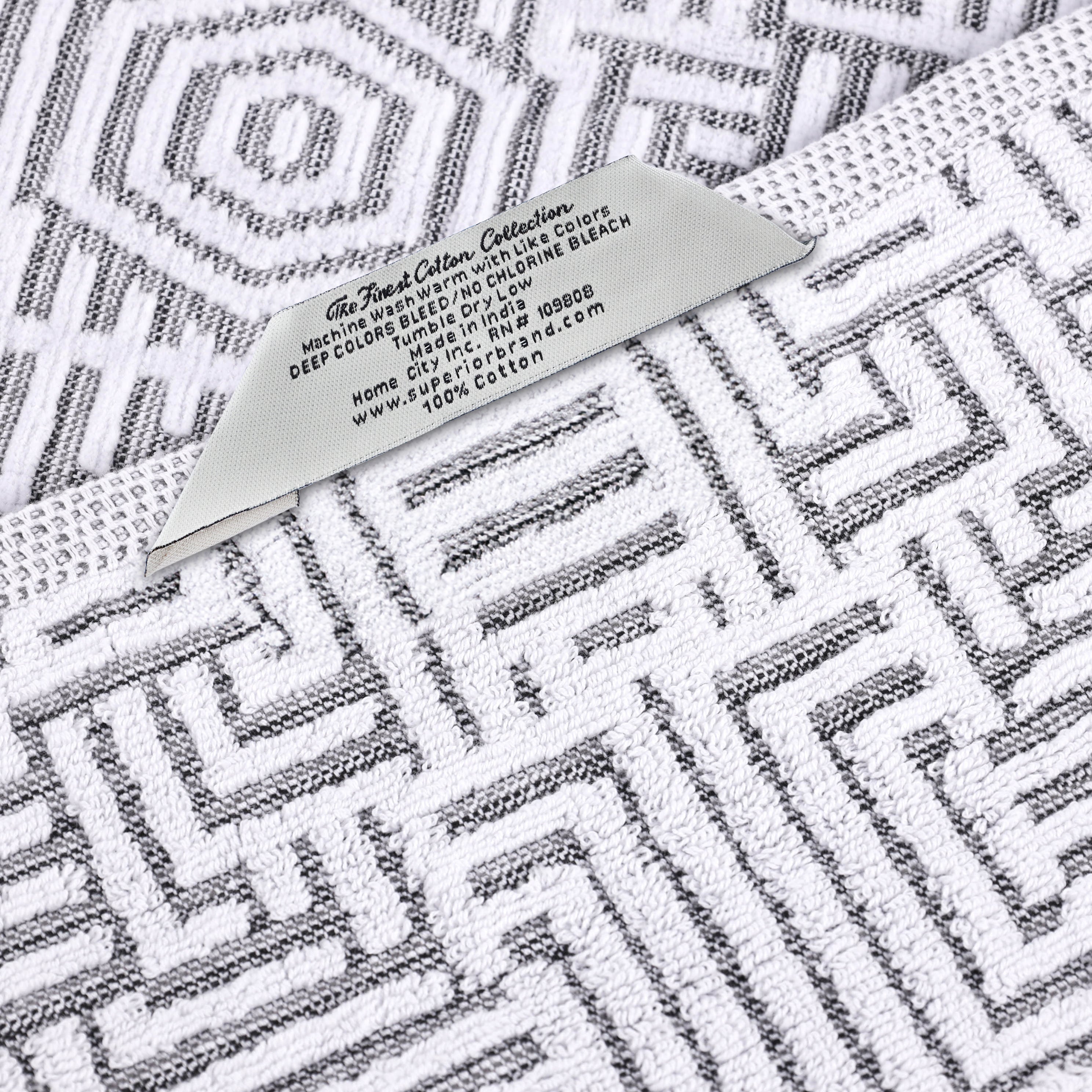Premium Cotton Modern Geometric Jacquard Plush Bath Towel Set of 2 - Ultra Absorbent & Quick Dry Bath Sheets for Spa, Gym & Luxury Bathroom Decor