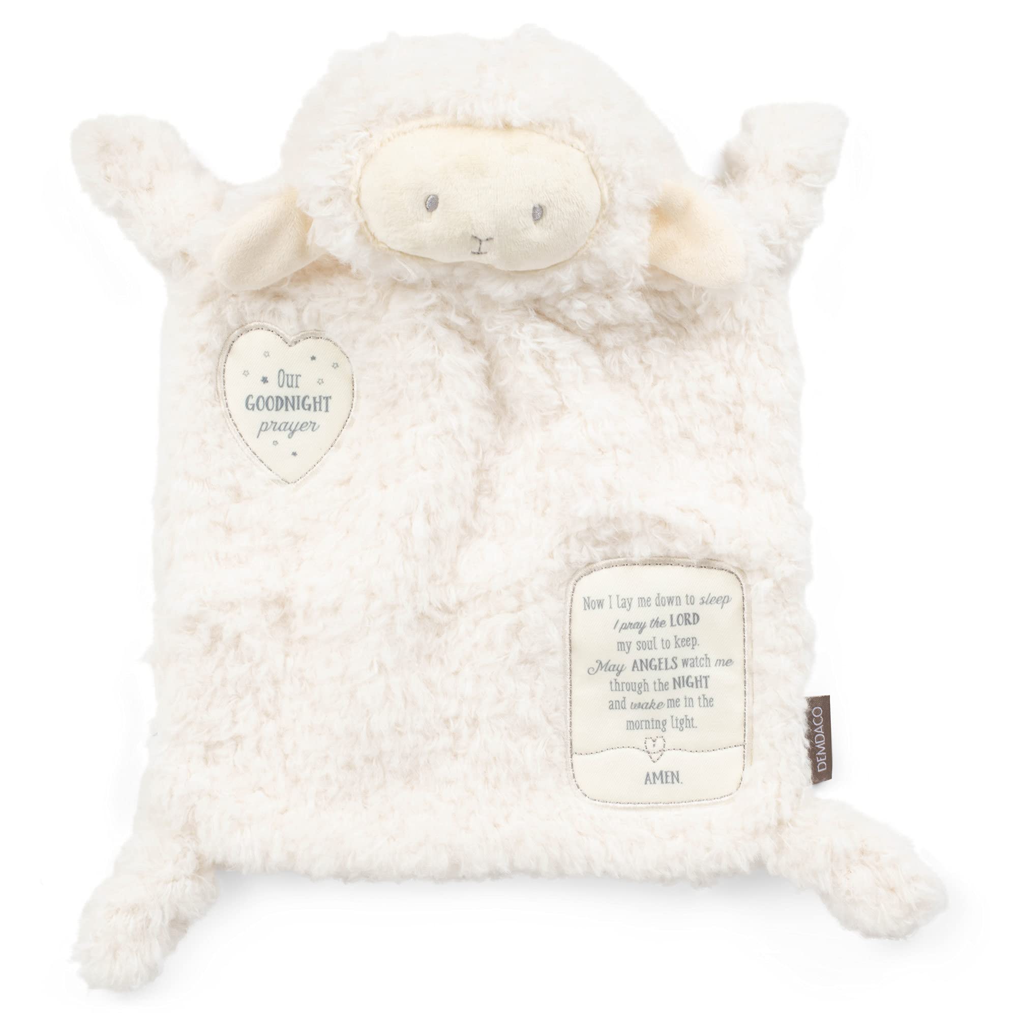 DEMDACO Soft Plush Lamb Stuffed Animal with Prayer Blanket - Cuddly White Fuzzy Toy for Kids, Perfect for Bedtime Comfort, Prayer Time & Nursery Decor