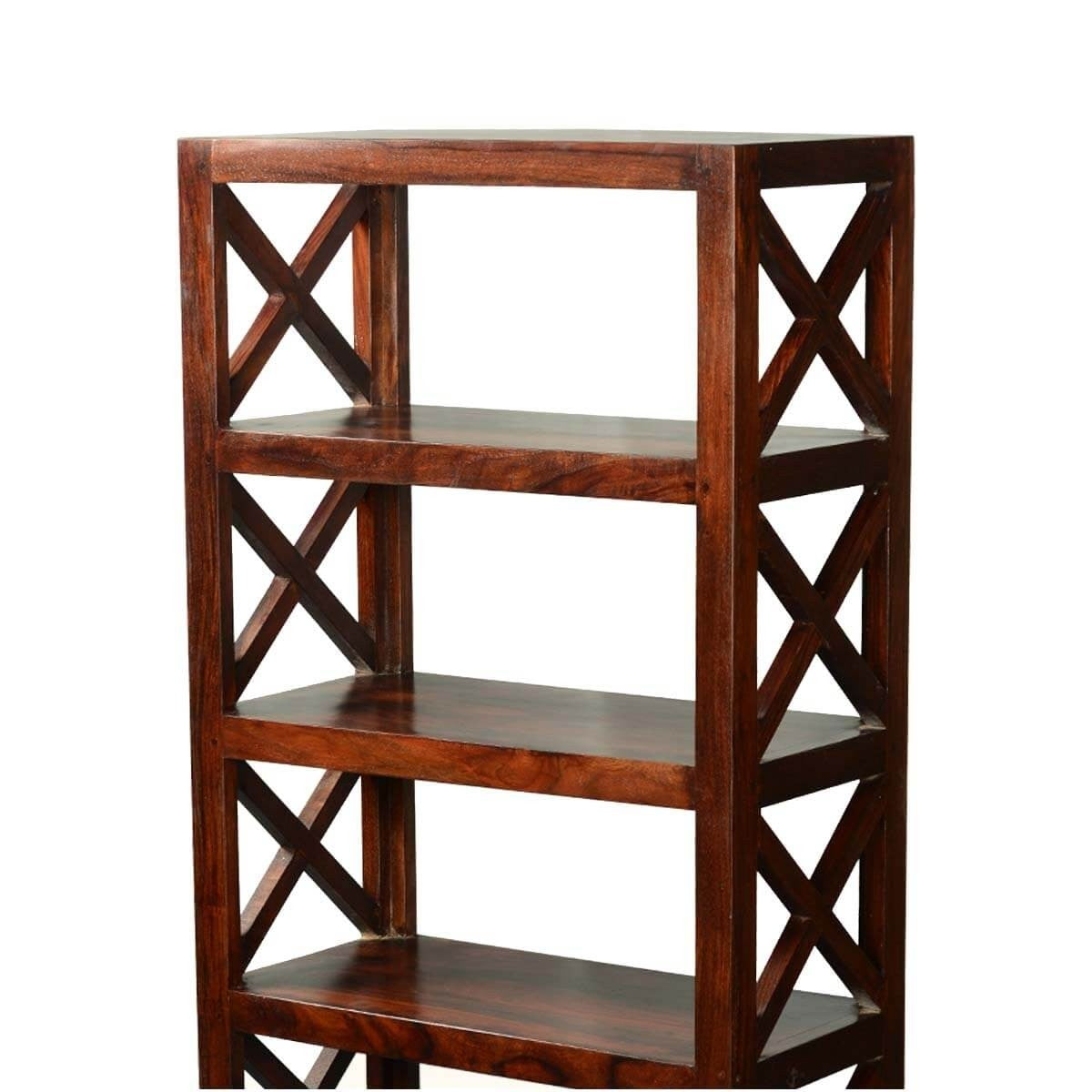 Rustic Solid Wood 4-Tier Open Shelf Bookcase for Office, Living Room & Home Decor - Perfect for Books, Storage & Display