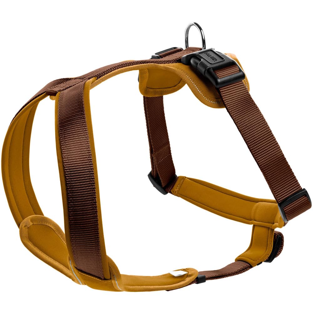 HUNTER Neoprene Dog Harness for Small Dogs - Adjustable X-Small Pet Vest, Comfortable & Durable Brown/Caramel Color - Perfect for Walking, Hiking & Outdoor Adventures