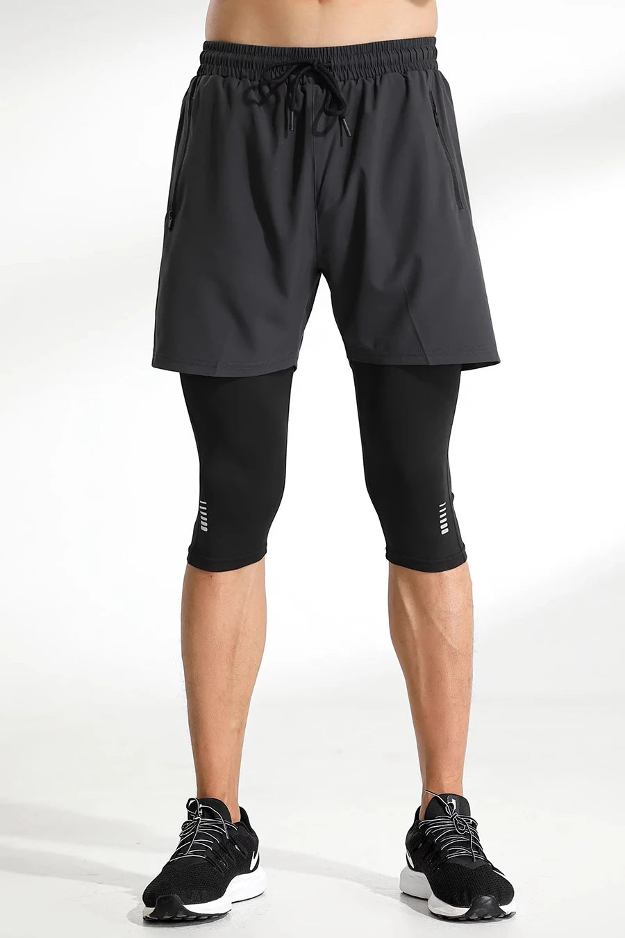 Men's 2-in-1 Running Pants with Pockets - Double Layer Gym Training Sweatpants for Jogging & Workouts | Moisture-Wicking Athletic Trousers for Men