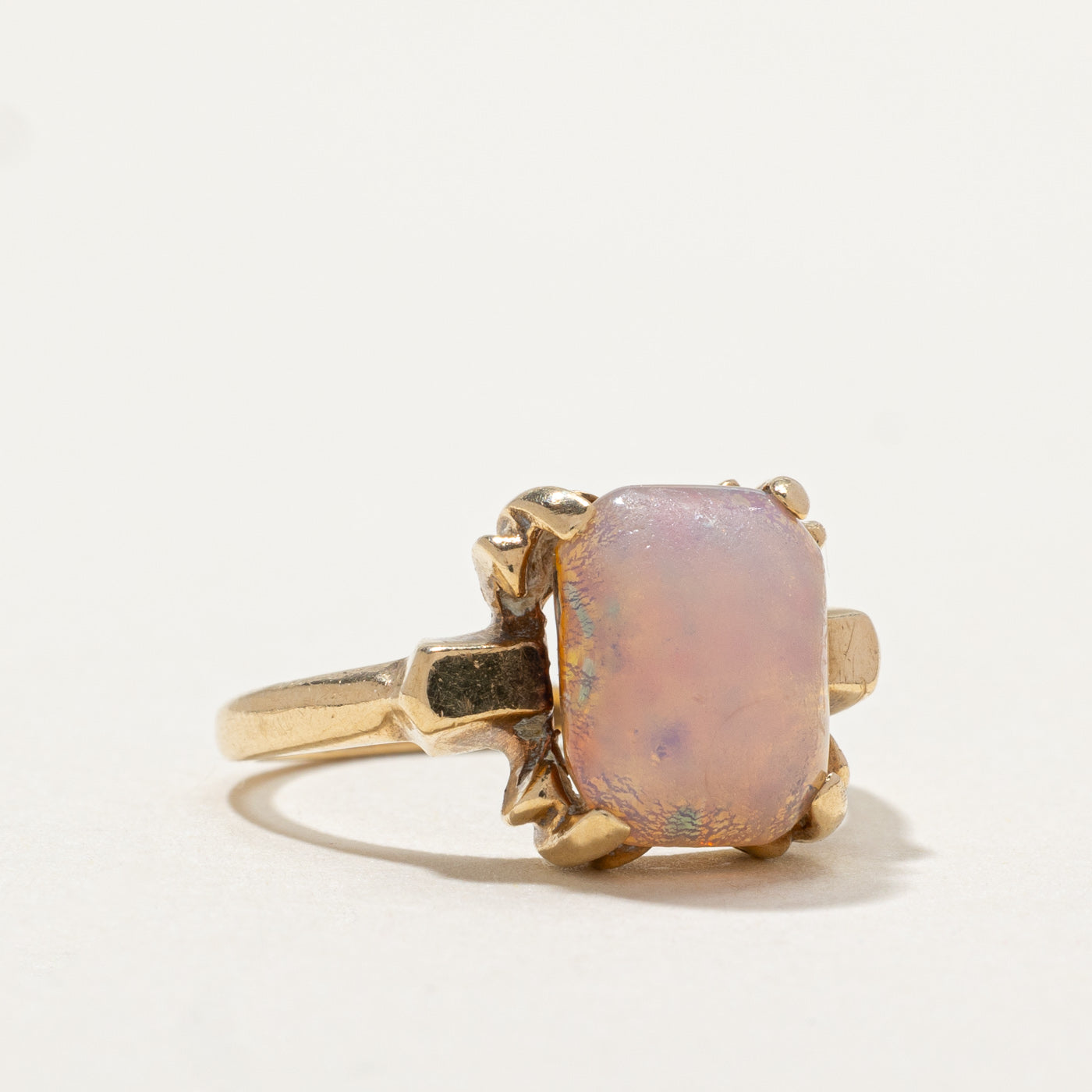 10K Pink Glass Paste Ring - 4.50ct Cubic Zirconia Engagement Ring for Women - Size 5.5 - Elegant Gift for Valentine's Day, Anniversary or Birthday