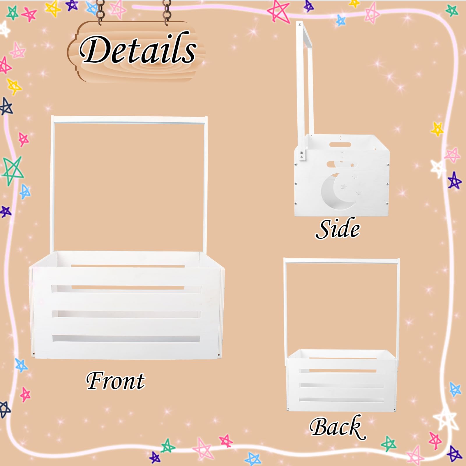 Boho Rainbow Wooden Baby Shower Crate with Handle - Baby Storage Basket & Hamper for Newborns - Perfect Baby Shower Gift for Girls & Boys - Wooden Gift Crate for Pregnancy & New Parents - Ideal for Nursery Organization & Baby Essentials Storage