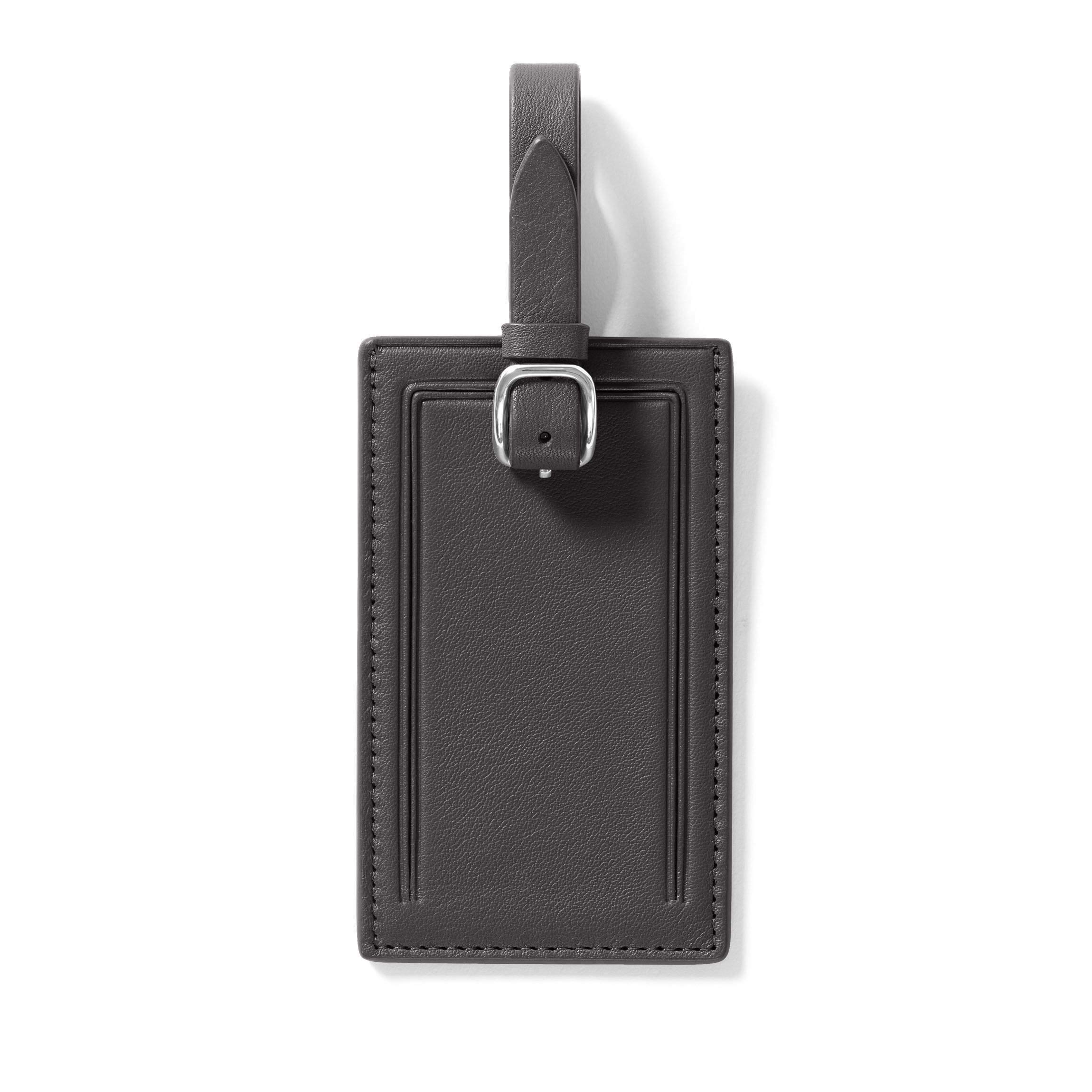 Leatherology Black Onyx Rectangular Leather Luggage Tag - Durable & Stylish Travel Accessory for Suitcases & Bags