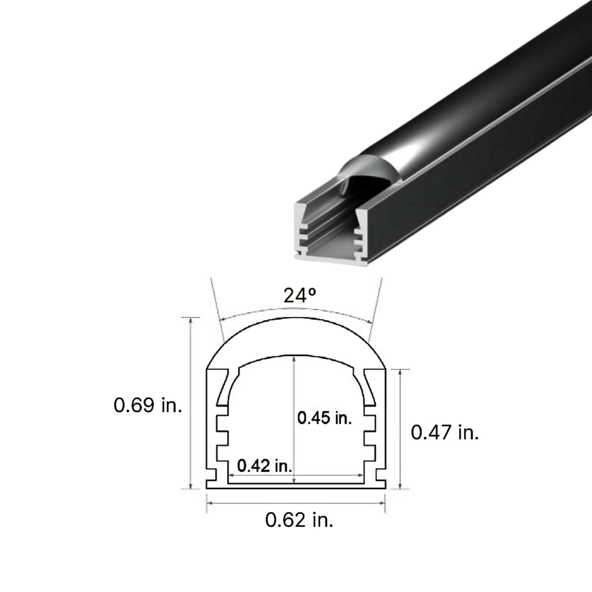48 Narrow Beam Grazer Channel Light - Clear Matte Optic Lens - Aluminum Housing - Perfect for Accent Lighting, Wall Washing, and Architectural Illumination