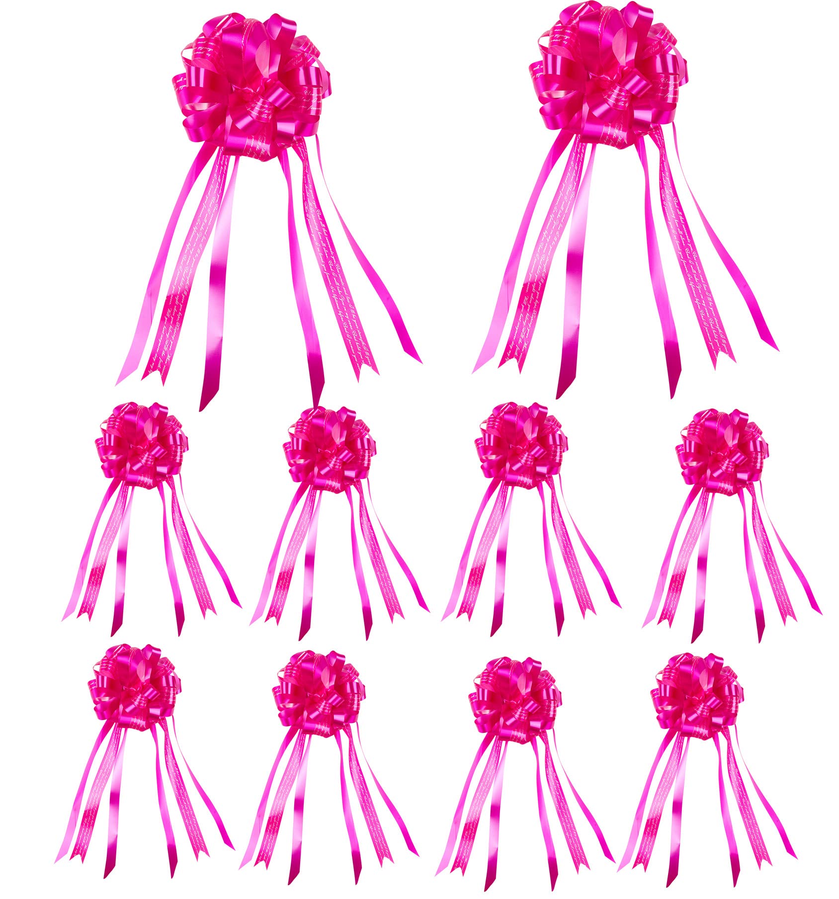 Premium Large Pull Bow Gift Wrapping Supplies - 10pcs Rose Red Pull String Bows for Gift Baskets, Boxes & Bags | Perfect for Birthday, Wedding & Holiday Present Packaging