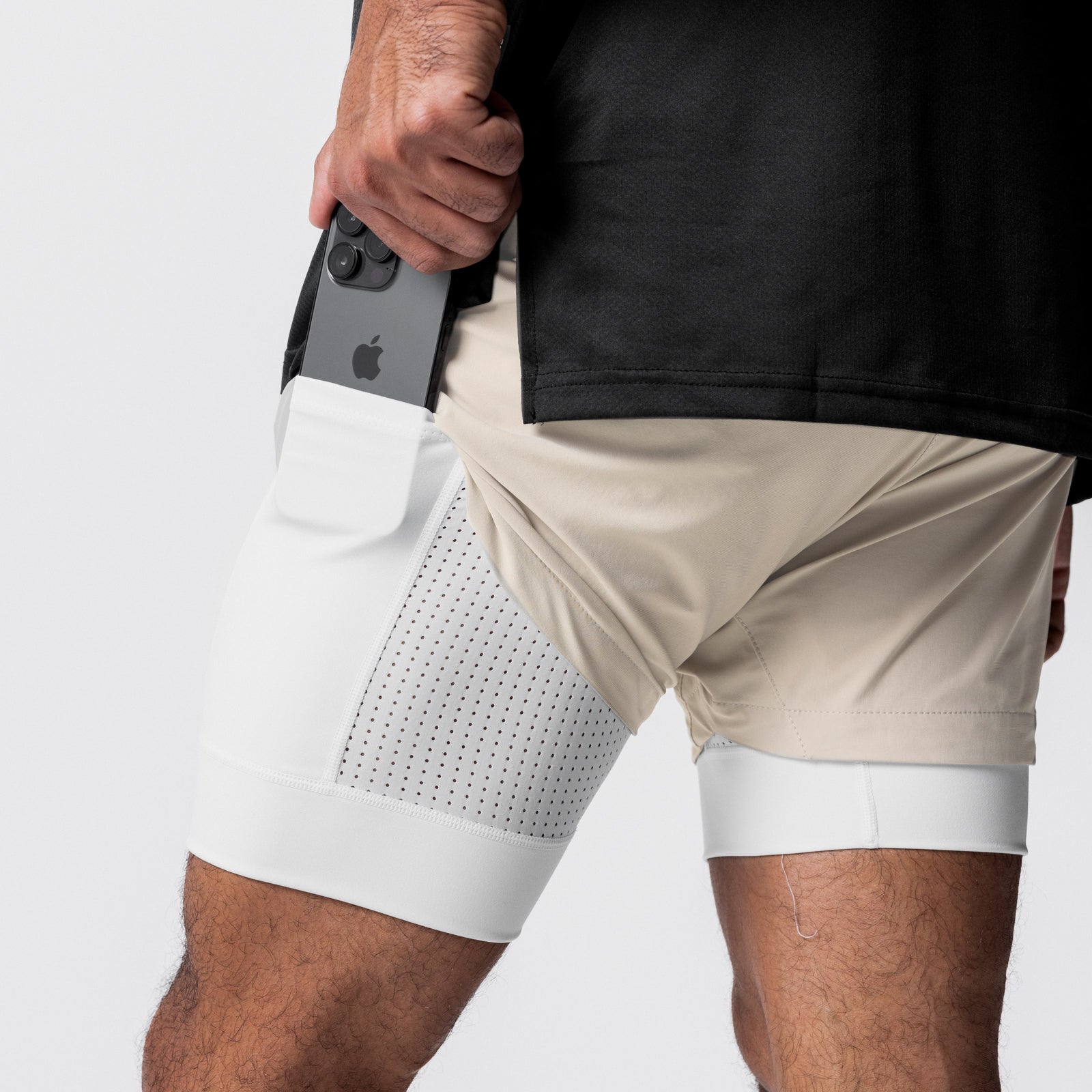 Tetra Lite® 5 Liner Short - Sand Smoke/White - Comfortable Men's Running Shorts for Gym, Workout & Outdoor Activities