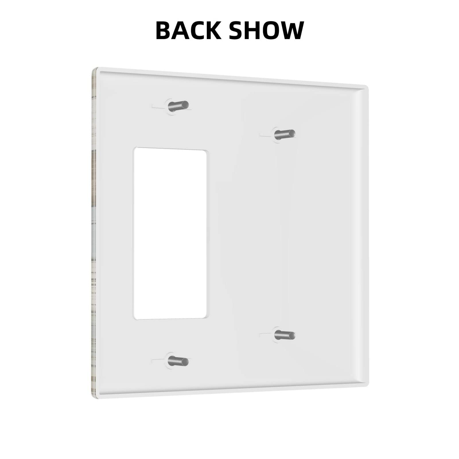Farmhouse Style 2 Gang 1 Blank 1 Rocker Switch Plate Cover - Standard Size 4.5 x 4.5 Inch - Rustic Wood Print Outlet Cover - Perfect for Living Room, Bedroom & Home Decor