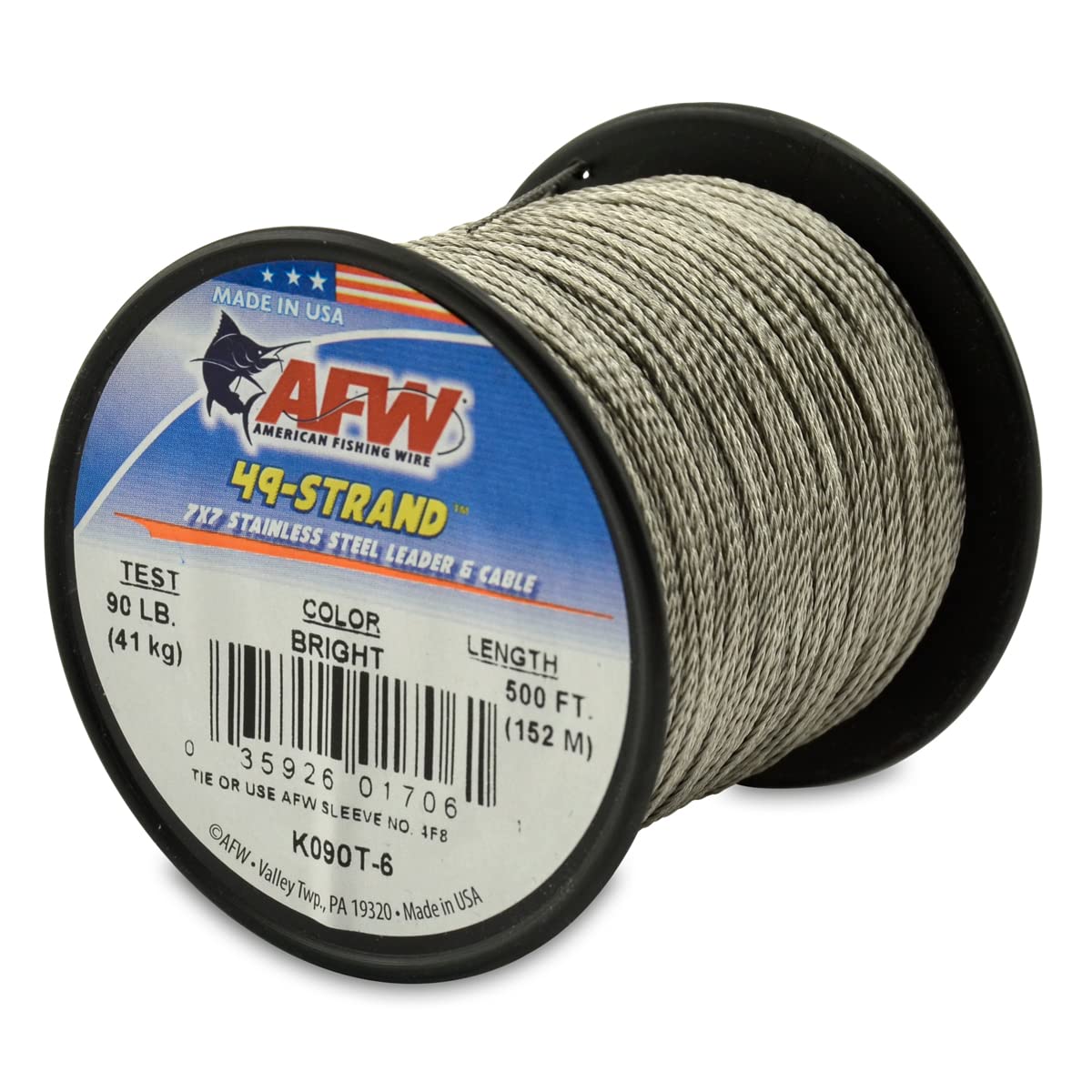 Premium 7x7 Stainless Steel Fishing Leader Wire - 49 Strand Heavy Duty American-Made Shark Fishing Cable (900lb Test) for Saltwater, Freshwater & Offshore Angling