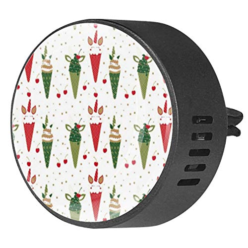 2 Pack 40mm Car Aromatherapy Essential Oil Diffuser - Strawberry Sundae & Vanilla Ice Cream Scented Air Freshener with Vent Clip & Felt Pads - Perfect for Car, Office, and Home Fragrance