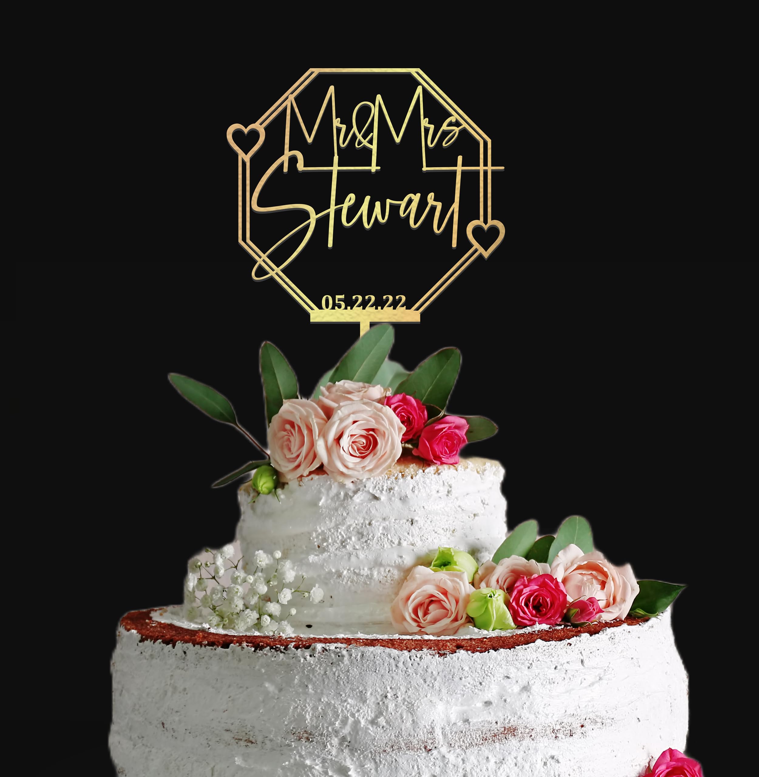 Custom Rustic Wedding Cake Topper - Personalized Mr & Mrs Script Cake Topper for Weddings - Handmade by CreativeLabsCo | Perfect for Rustic, Vintage & DIY Wedding Cakes