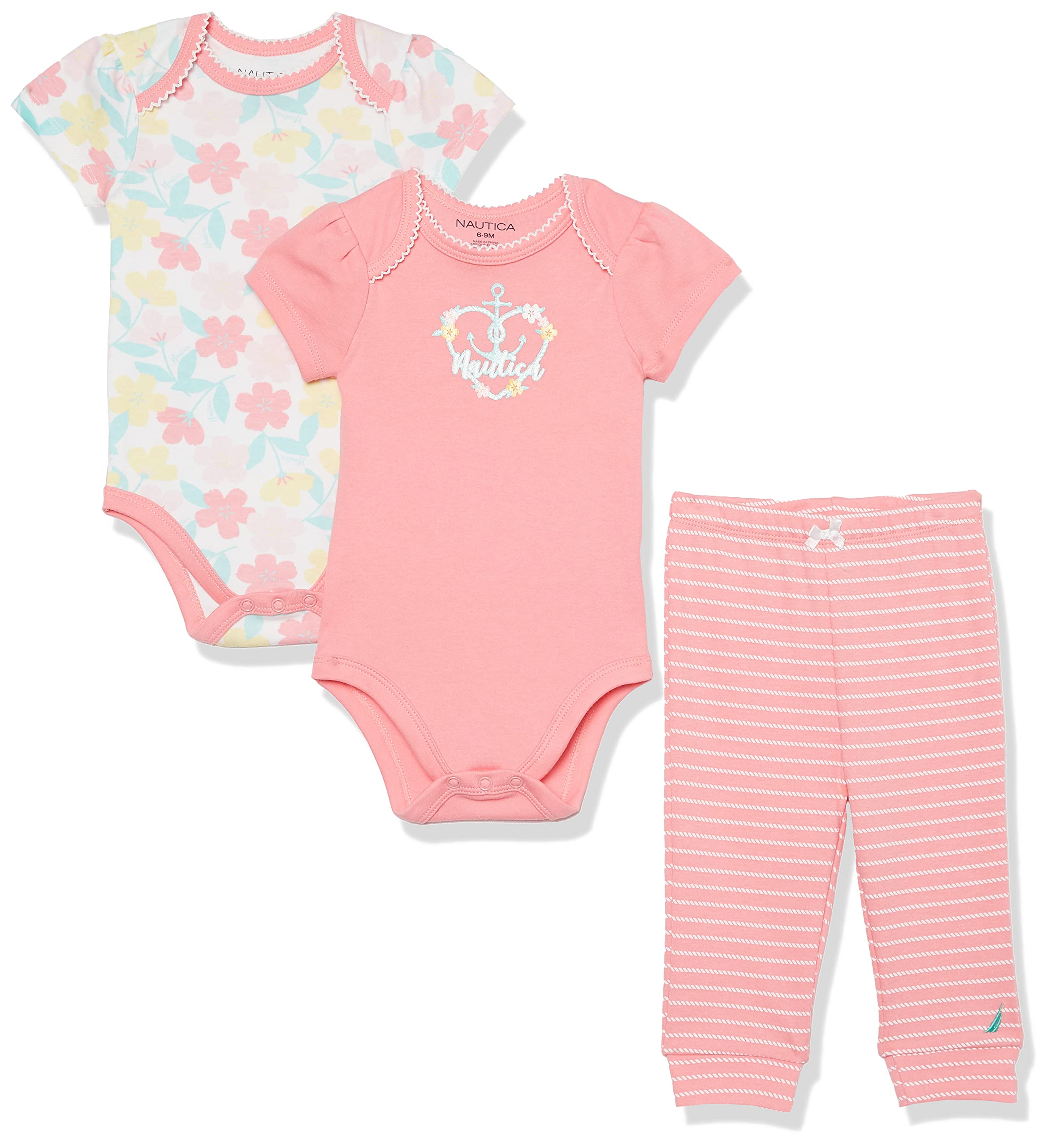 Nautica Baby Girls 3-Piece Pant Set - Soft Cotton Outfit for Toddlers | Perfect for Playdates, Daycare & Family Photos