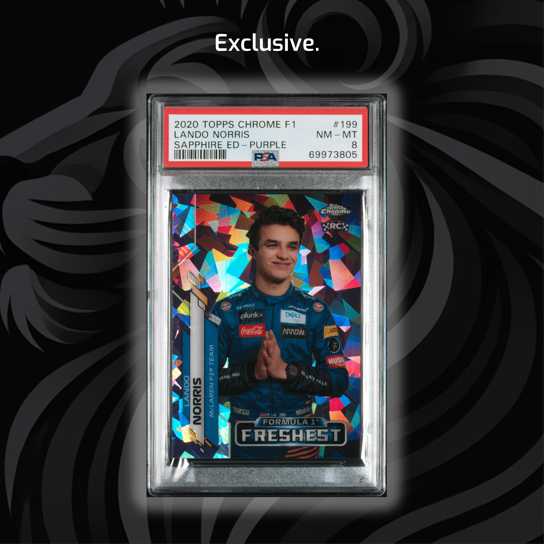 2020 Topps Chrome Sapphire Purple Lando Norris #199 PSA 8 Rookie Card - Perfect for F1 Collectors, Racing Fans & Card Investors