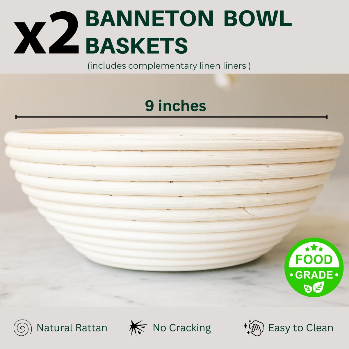 Ultimate Sourdough Starter Kit - Complete Bread Baking Supplies with Starter Jar & Banneton Basket - Easy Clean Proofing Baskets & Dough Whisk - Perfect for Homemade Artisan Bread & Sourdough Baking at Home