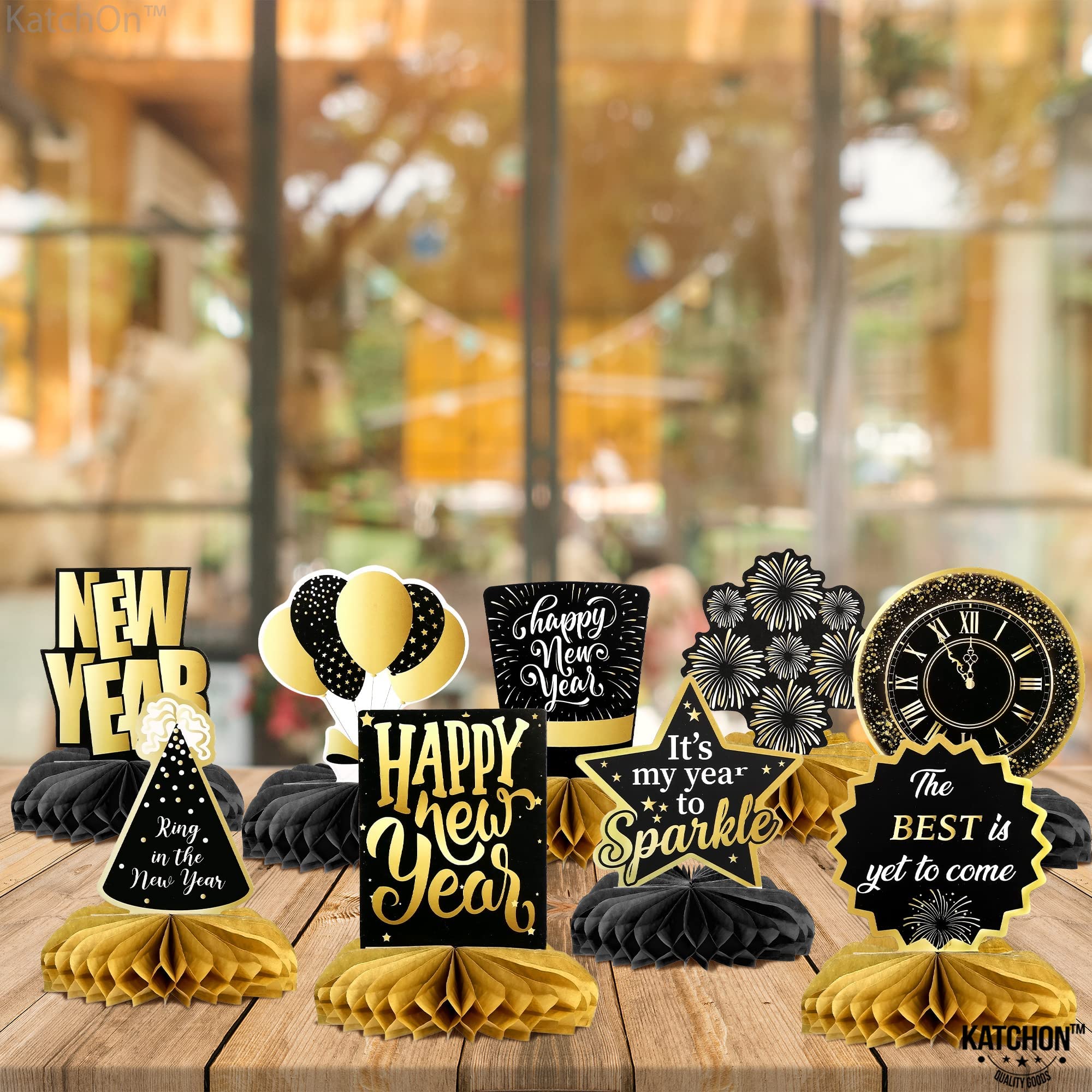 KatchOn 9-Pack Large New Year's Eve Table Centerpieces - 2025 NYE Party Decorations, Happy New Year's Decor for Tables | Perfect for New Year's Eve Parties, Dining Table Decor & Holiday Home Decoration