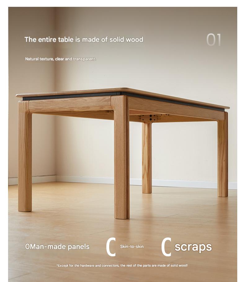 Solid Oak Wood Modern Dining Table - Farmhouse Style 6-Seater for Kitchen & Dining Room - Perfect for Family Gatherings & Dinner Parties
