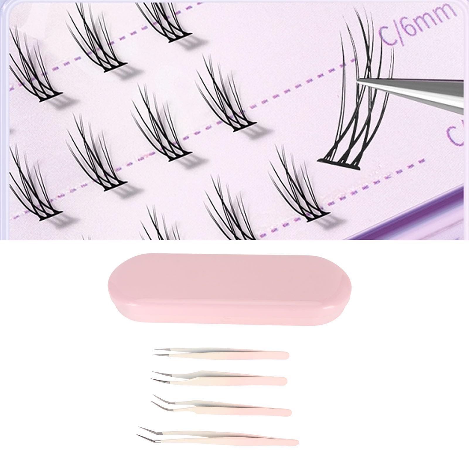 4Pcs Professional Stainless Steel Eyelash Extension Tweezers Set with Storage Box - Precise Lash Tools for Home & Salon Use - Perfect for DIY Eyelash Extensions, Volume Lashes & Beauty Treatments (Pink)