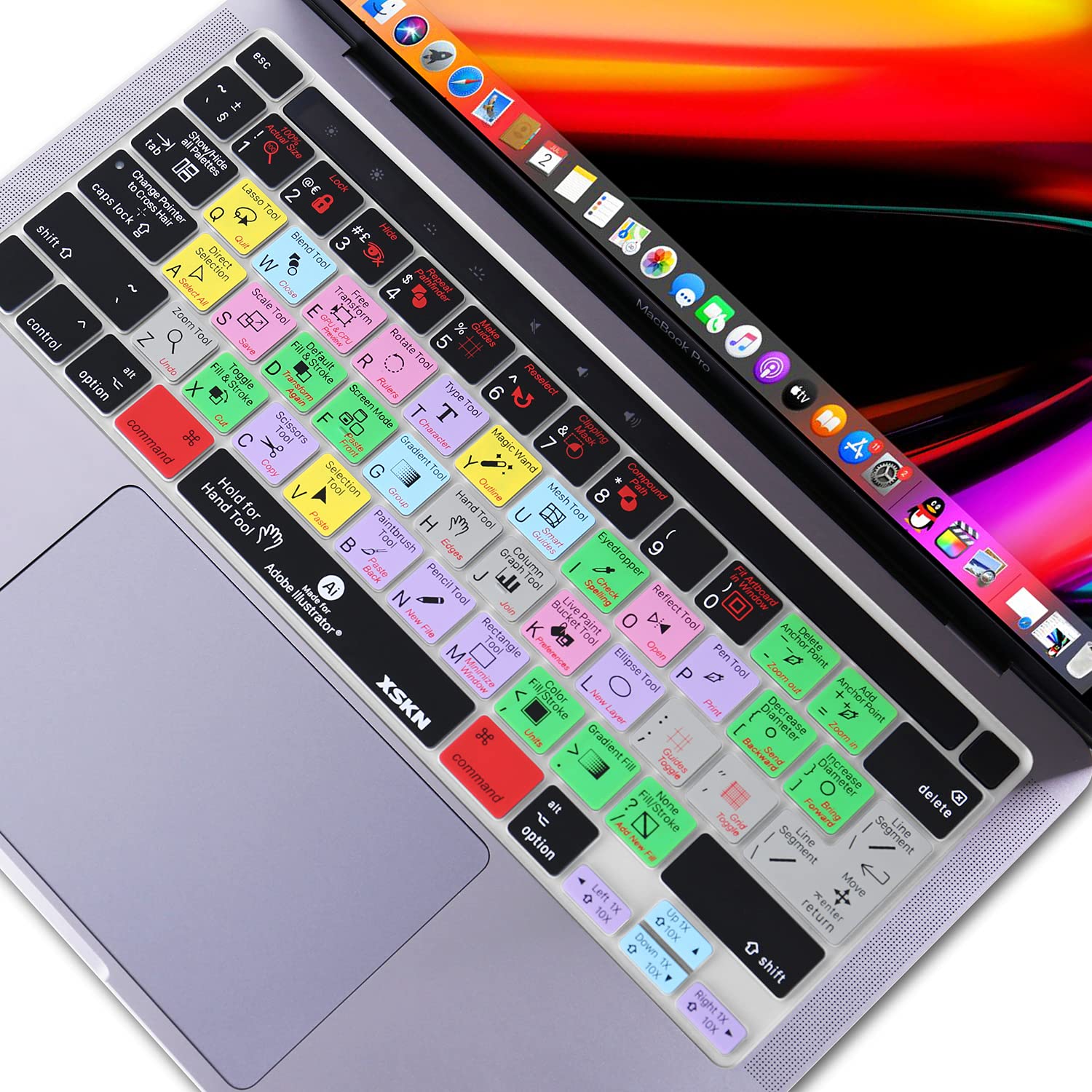 XSKN Illustrator English Silicone Keyboard Cover for MacBook Pro 16