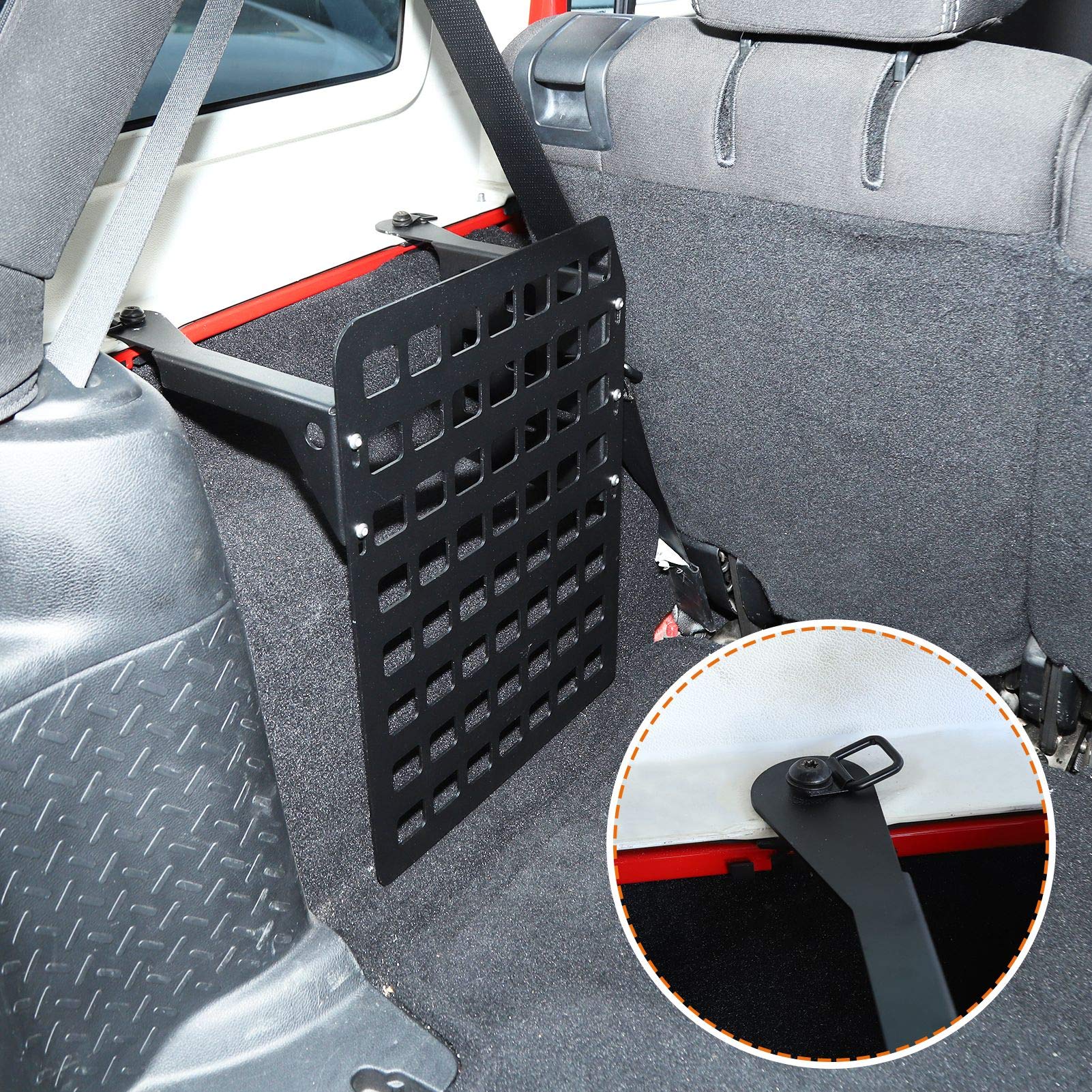 Metal MOLLE Storage Trunk Organizer & Cargo Rack Shelf for 2007-2018 Jeep Wrangler JK & Unlimited 4-Door (Driver Side) - Heavy Duty Vehicle Storage Solution for Off-Road Adventures & Camping Gear Organization
