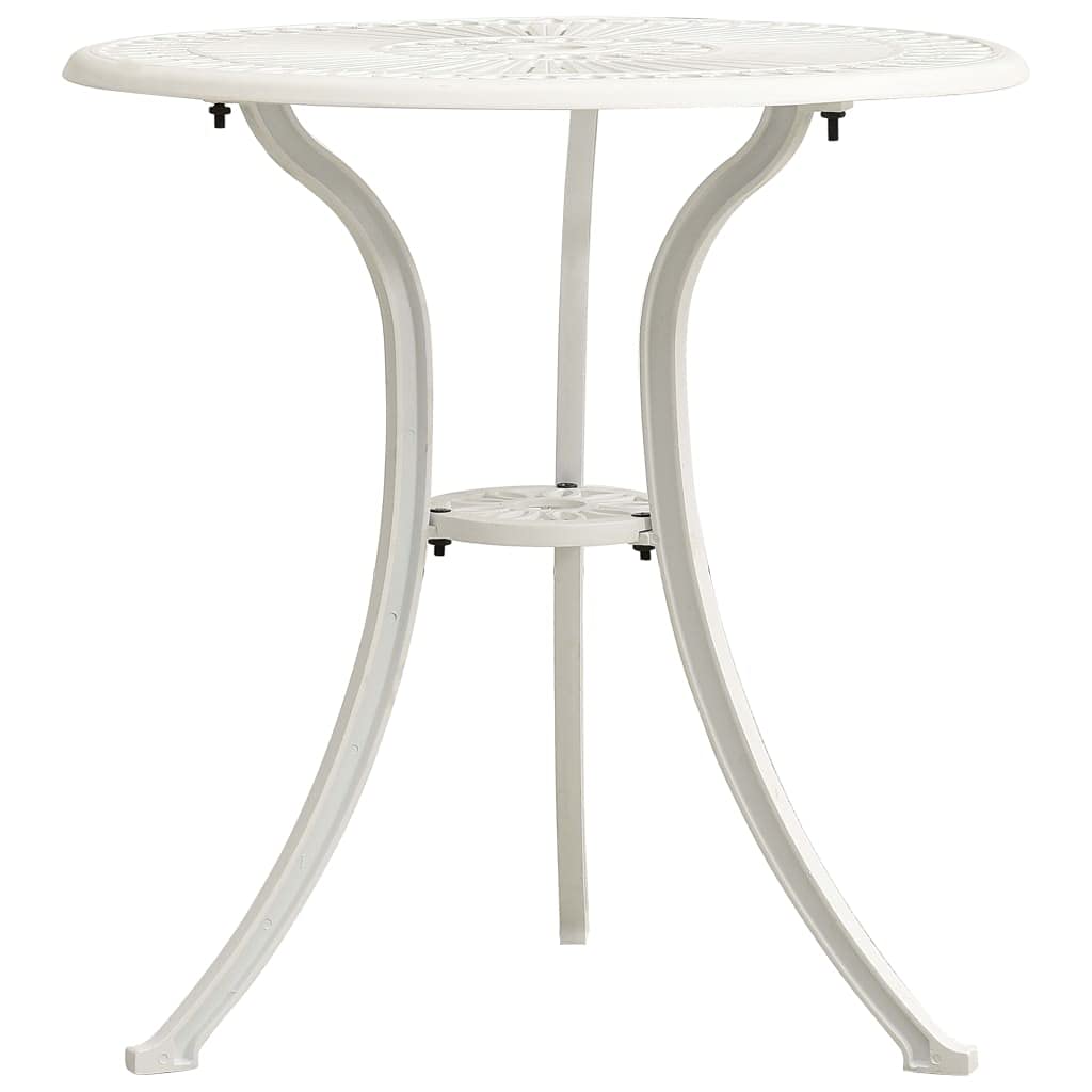 Antique Bronze 3-Piece Aluminum Bistro Set - Outdoor Patio Table & Chairs with Umbrella Hole - Durable Cast Aluminum Furniture for Yard, Balcony, Garden or Poolside Dining - Weather-Resistant White Finish