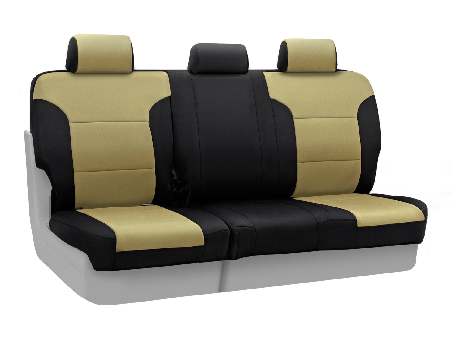 Coverking Custom Fit Neosupreme 60/40 Rear Bench Seat Cover for Toyota Tacoma - Tan with Black Sides | Durable Protection for Truck Seats | Perfect for Off-Roading, Camping & Daily Commute