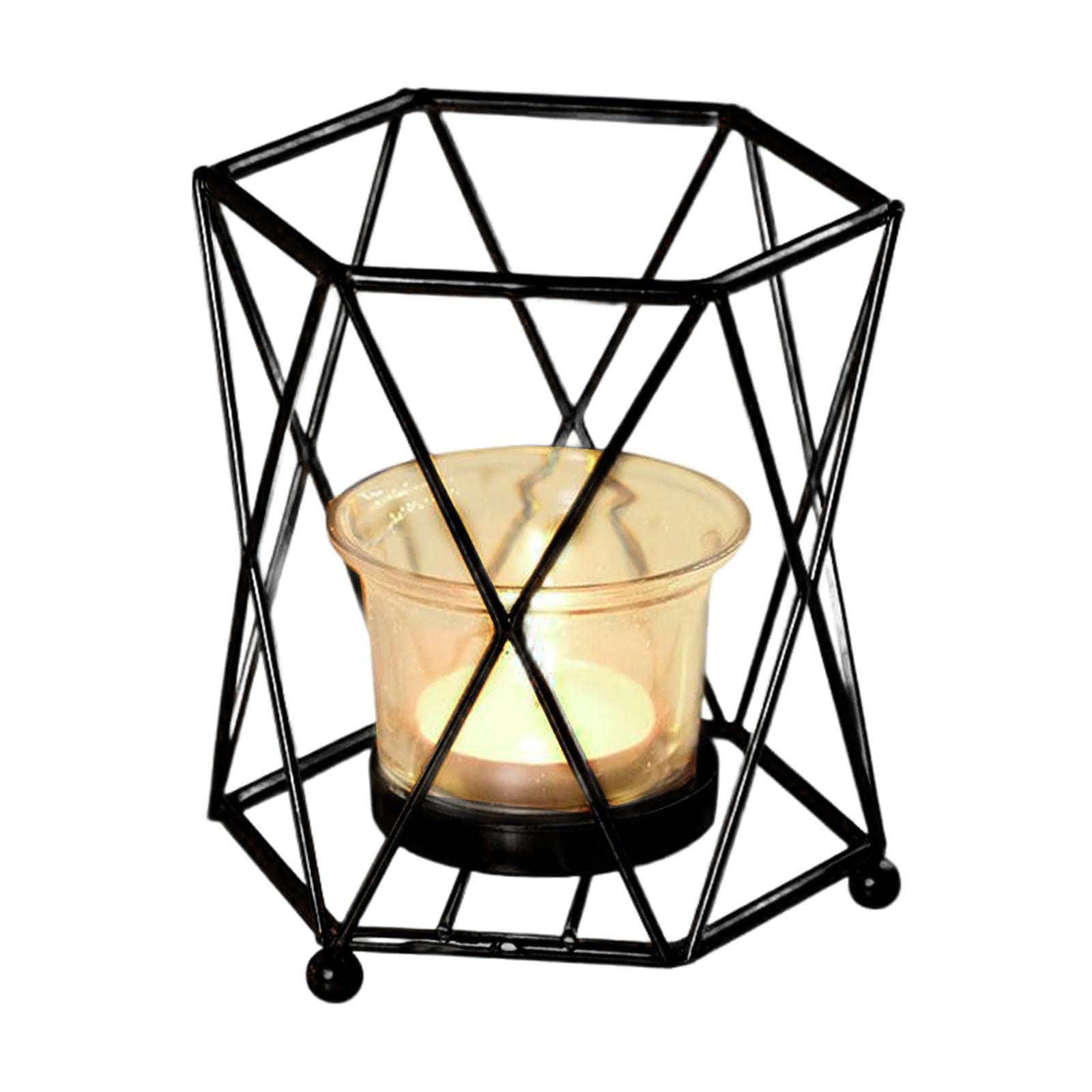 Fenteer Durable Glass Candle Holder - 10x9x11cm Black Tealight & Votive Candle Stand for Wedding, Living Room, Home Decor, Housewarming Gift | Elegant Centerpiece for Romantic Dinners & Relaxing Baths