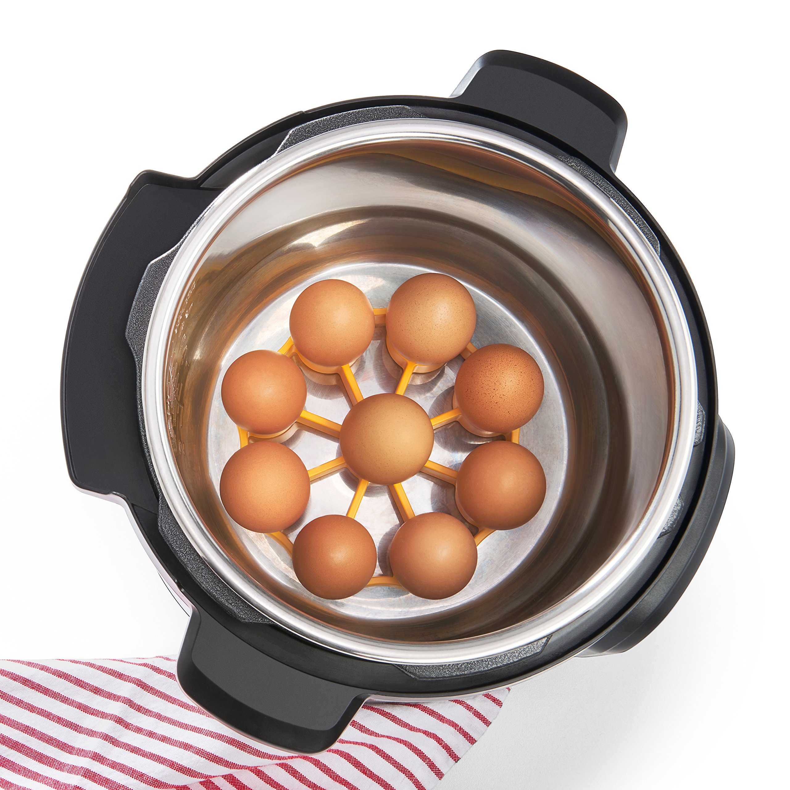 OXO Good Grips Silicone Egg Rack - Space-Saving Kitchen Organizer for Hard Boiled Eggs (Yellow, One Size) | Perfect for Breakfast Meal Prep, Picnics & Easter Decorations