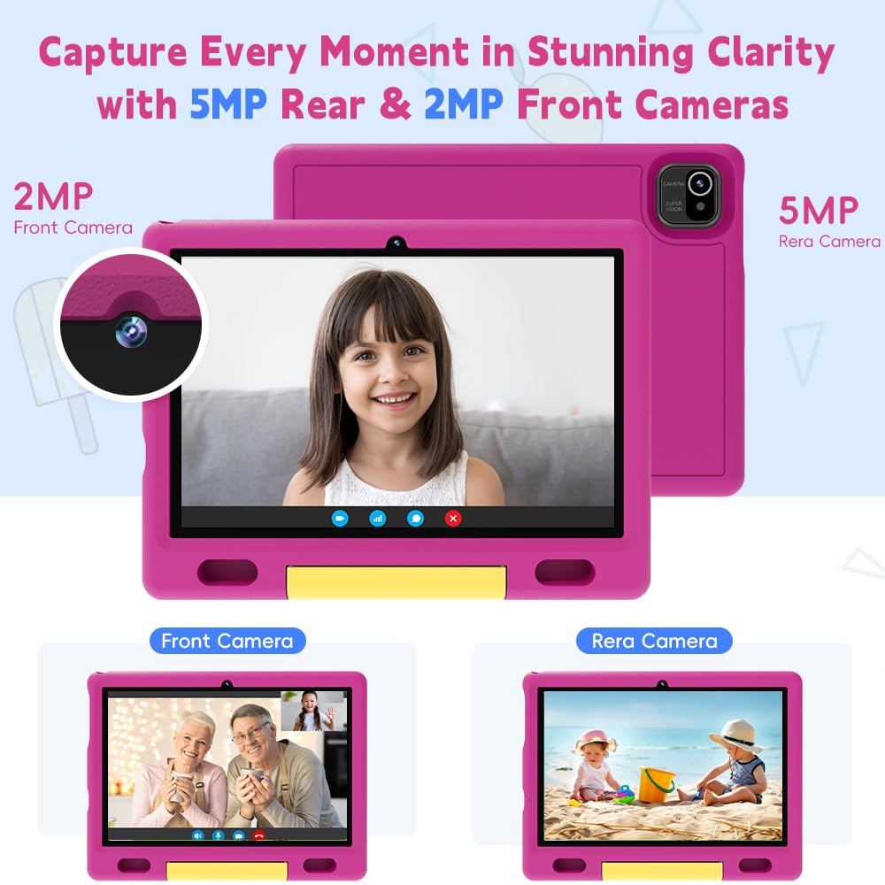 **10 Inch Kids Tablet with Android 13 | Google Kids Space, Pre-Installed Educational Apps & Parental Control | Perfect for Learning, Games & Safe Screen Time (Red)**