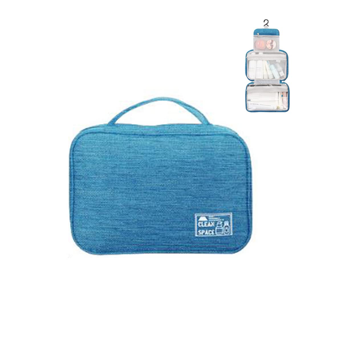 LELEBEAR Hanging Toiletry Bag for Travel - Large Waterproof Cosmetic Organizer with 3 Compartments & Hook - Perfect for Makeup, Toiletries Storage on Vacation, Camping, Gym, and Business Trips