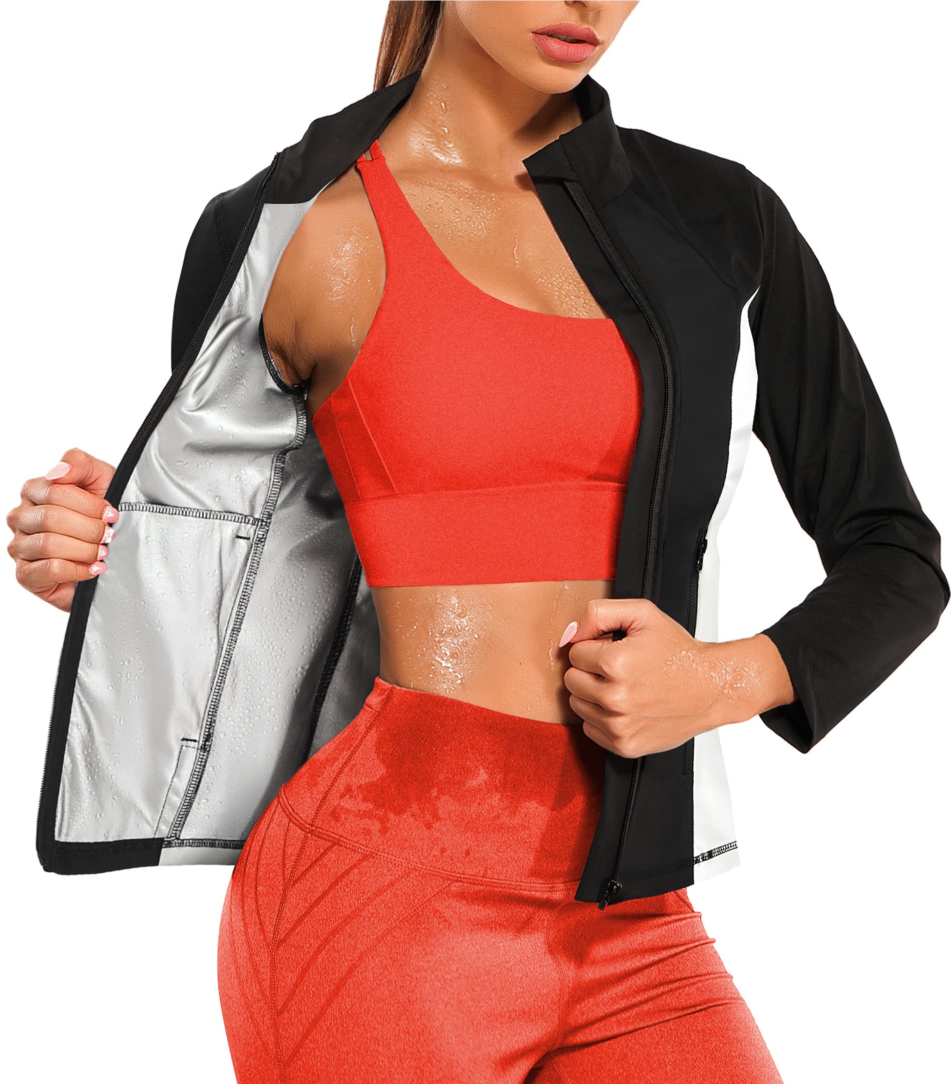 URSEXYLY Women's Sauna Suit for Weight Loss - Waist Trainer Workout Jacket with Long Sleeves, Slimming Body Shaper Shirt | Perfect for Gym, Running, Yoga & Home Fitness