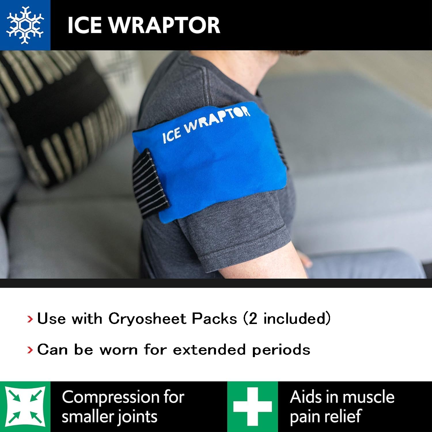 Ice Wraptor Reusable Ice Pack for Knee, Elbow & Joint Pain Relief - Lightweight Cold Therapy Wrap with 2 Gel Packs for Athletes, Runners & Active Lifestyles - Perfect for Post-Workout Recovery, Injury Treatment & Arthritis Pain Management