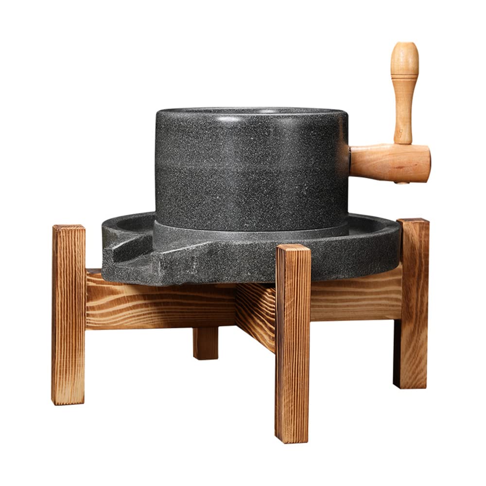 Premium Natural Granite Paste Mill - Hand Crank Stone Grinder for Spices, Nuts & Grains | Dry & Wet Grinding | Classic Bluestone Mill & Pulverizer | Perfect for Nutmeg, Peppers & Coffee Beans | Kitchen & Home Decor Use