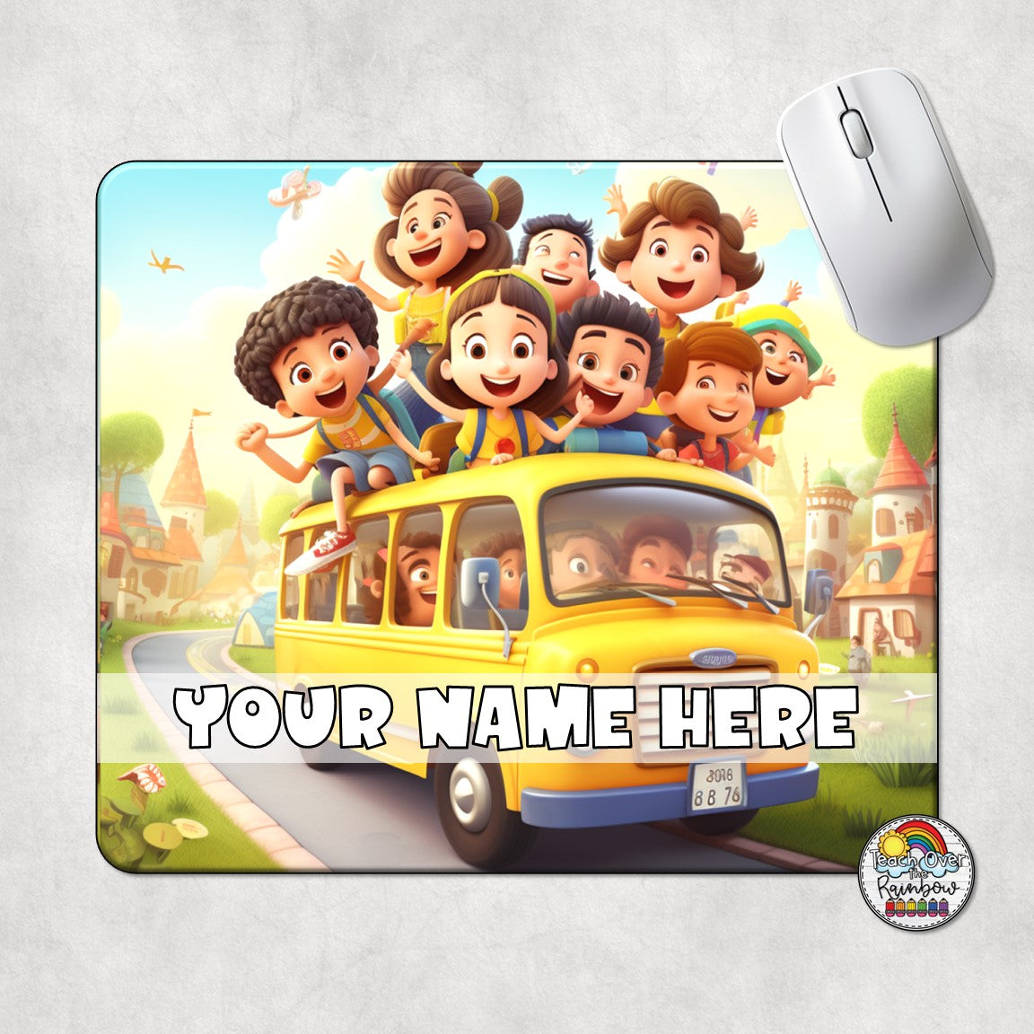 #1 School Bus Themed Mouse Pad - Non-Slip Gaming & Office Desk Mat for Students & Teachers - Perfect for Classroom, Home & Work
