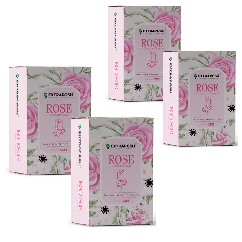 EXTRAPOSH Natural Rose Soap Gift Set - 4 Pack of Handmade Floral Soap Bars for Women, Moisturizing & Luxurious Bath & Body Care - Perfect for Valentine's Day, Mother's Day Gifts & Spa Relaxation
