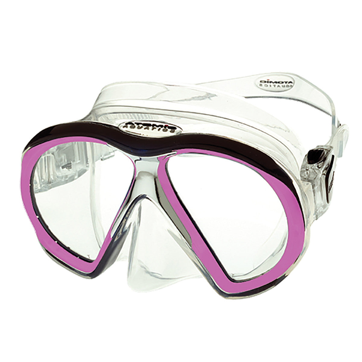 Atomic Aquatics SubFrame Medium Fit Clear/Pink Scuba Diving Mask for Snorkeling & Free Diving - Comfortable & Durable Swim Goggles for Men & Women