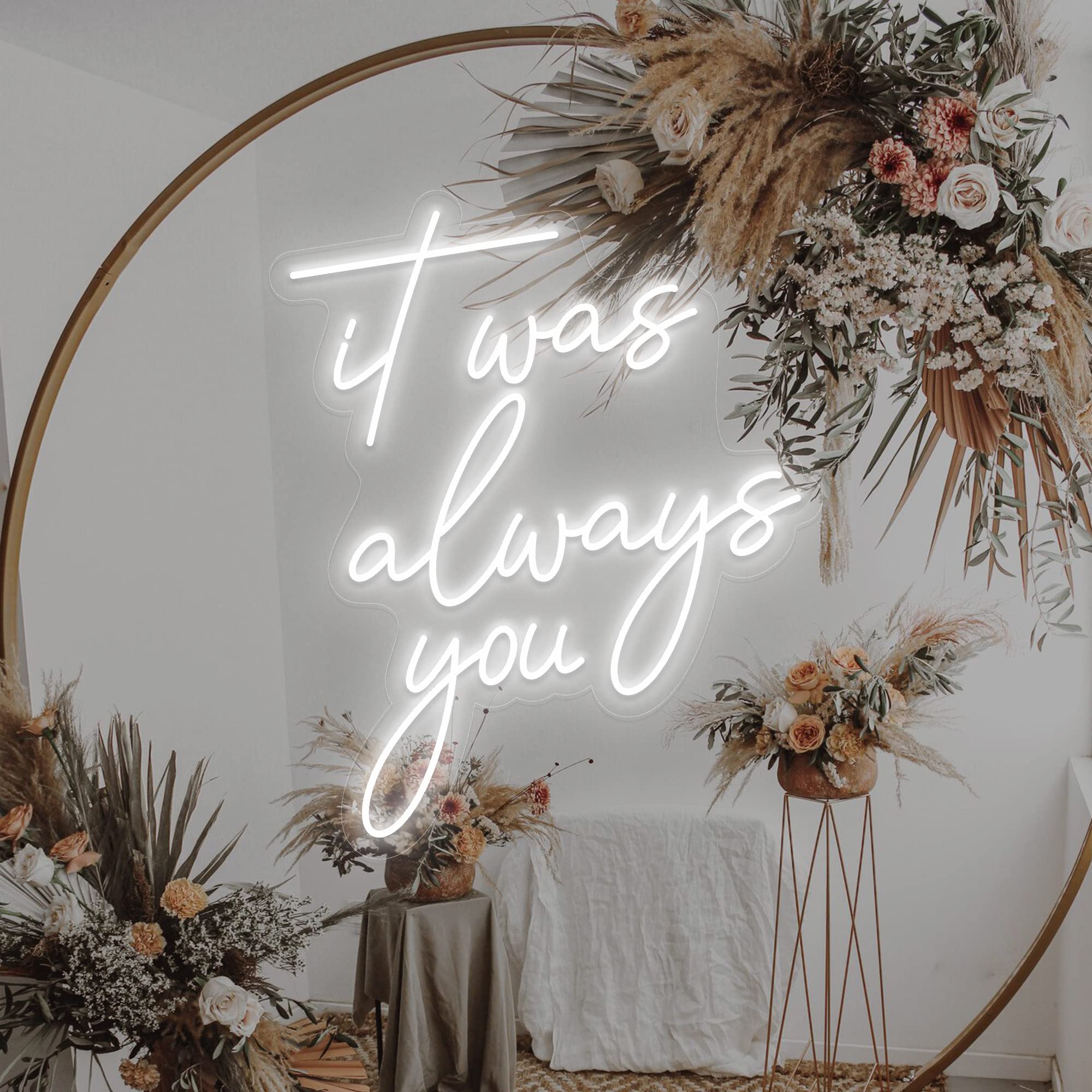 Custom 'It Was Always You' LED Neon Sign - 50cm x 64cm Wedding Decor for Reception, Anniversary Gift & Romantic Home Lighting | Perfect for Bedroom, Bar, Cafe & Photo Backdrop