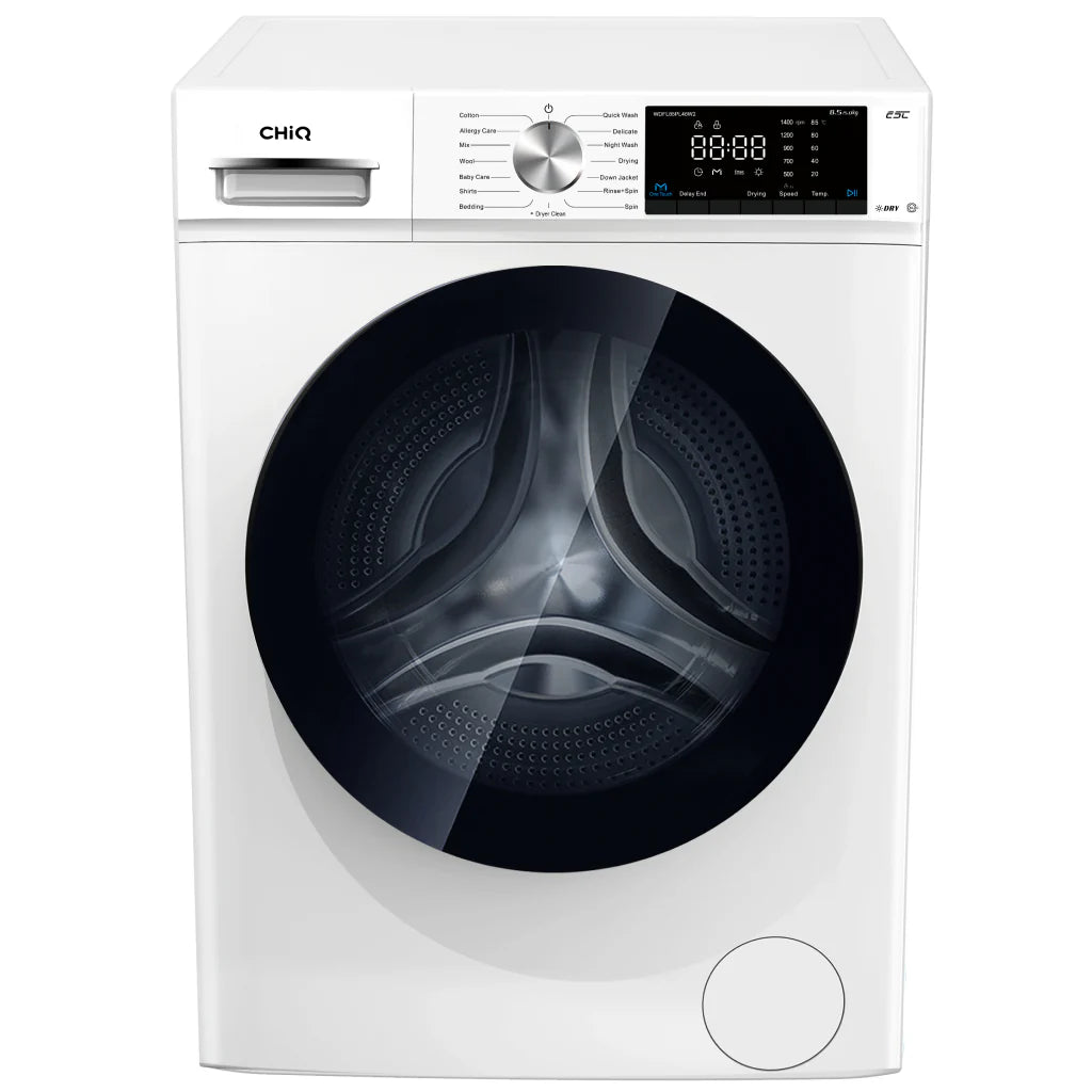 CHiQ 8.5kg/5kg Front Load Washer Dryer Combo - Energy Efficient Laundry Machine with 5 Year Warranty - Perfect for Apartments, Small Homes & RVs (Model WDFL85PL48W2)