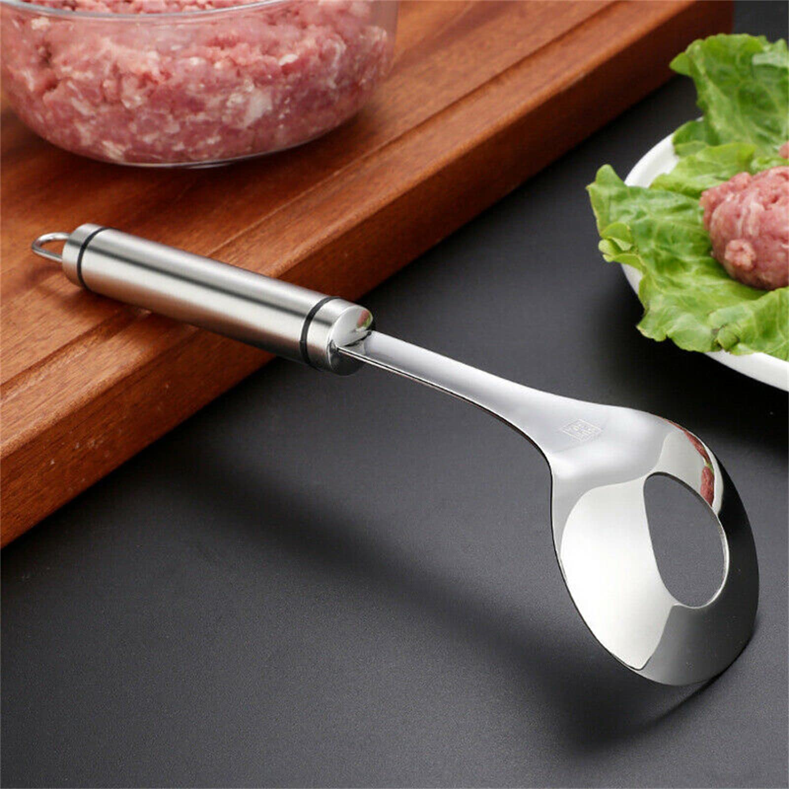 Premium Stainless Steel Meatball Spoon with Long Handle - Professional Meatball Maker for Kitchen, Dining & Bar - Perfect for Cooking, Serving & Garnishing Meatballs
